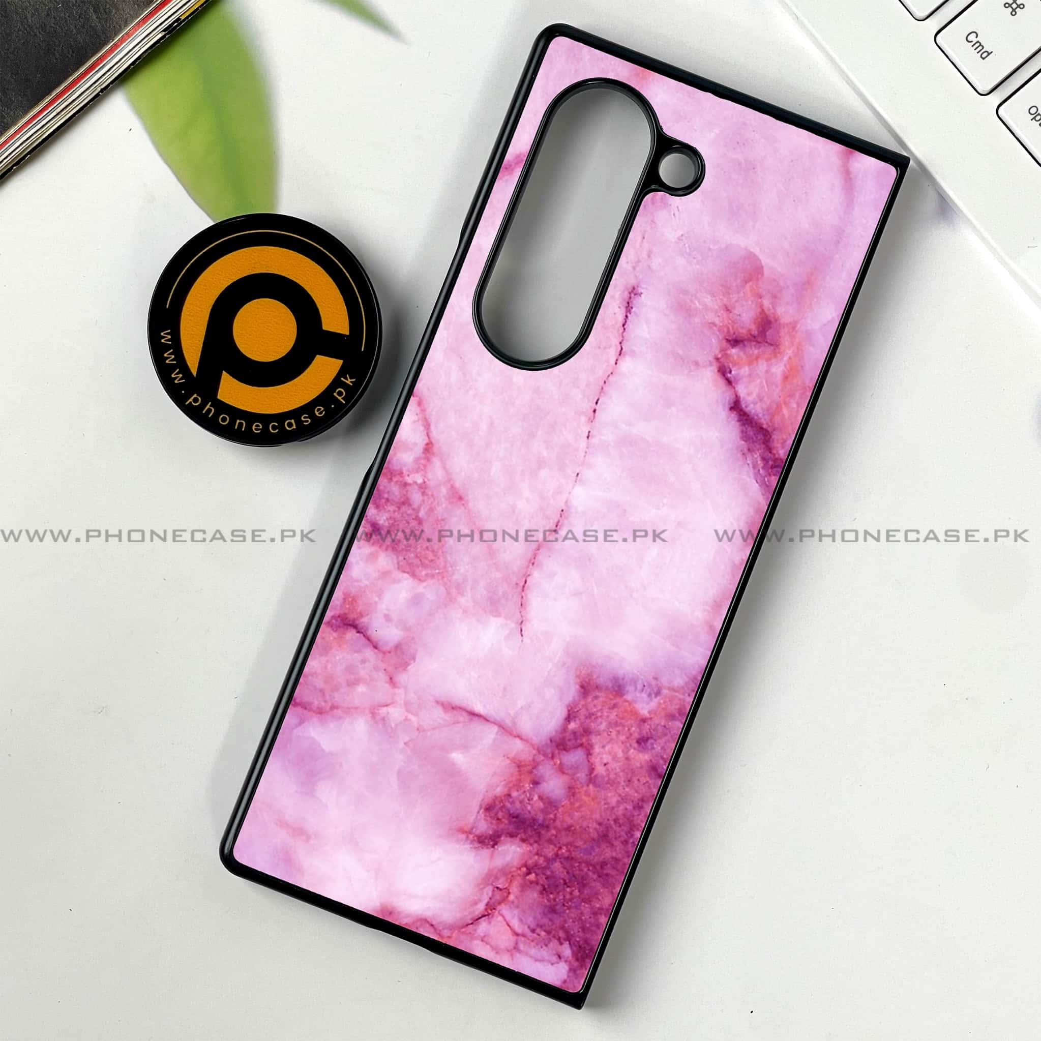 Samsung Galaxy Z Fold 6 - Pink Marble Series - Premium Printed Metal soft Bumper shock Proof Case