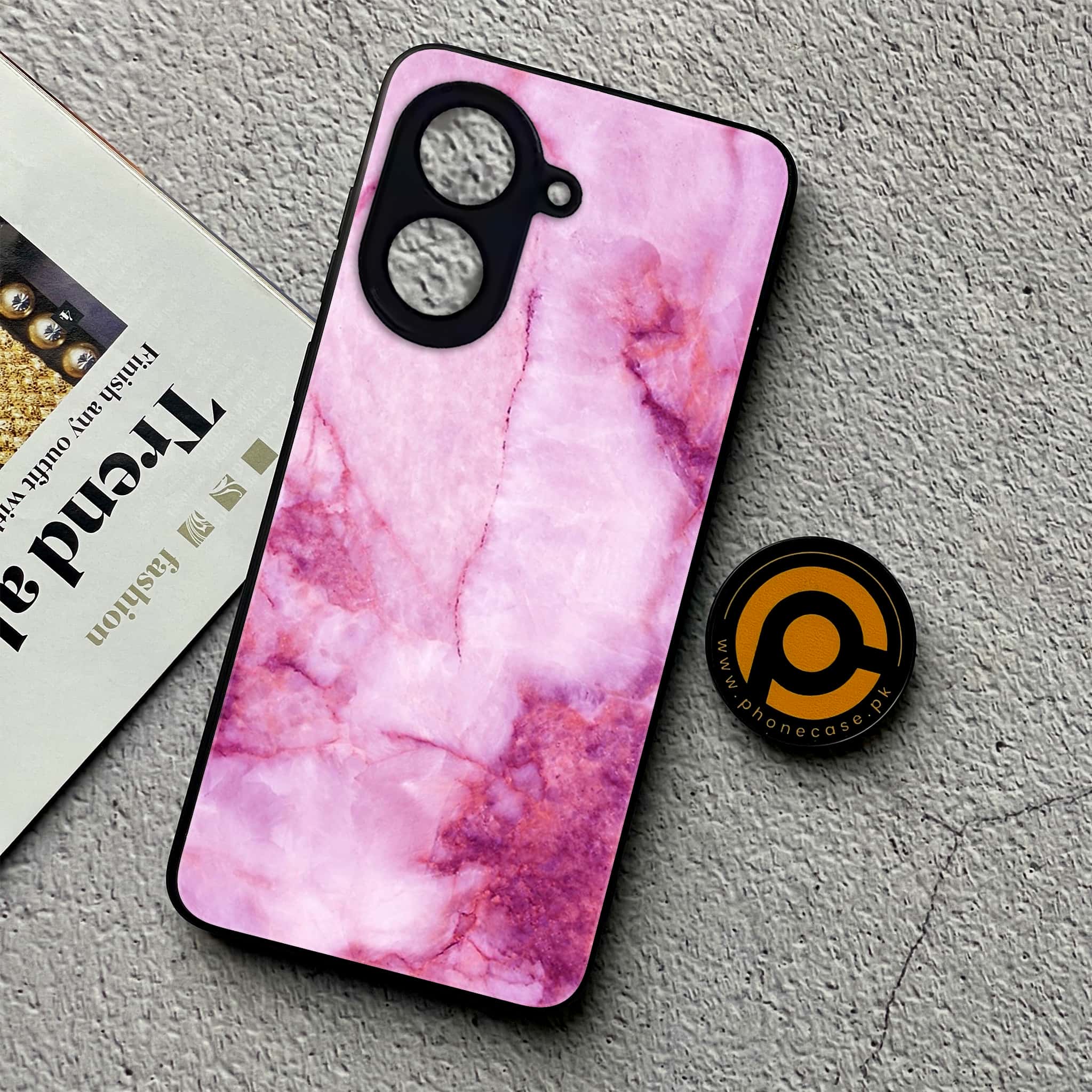 Xiaomi Redmi A5 - Pink Marble Series - Premium Metal Printed soft Bumper shock Proof Case