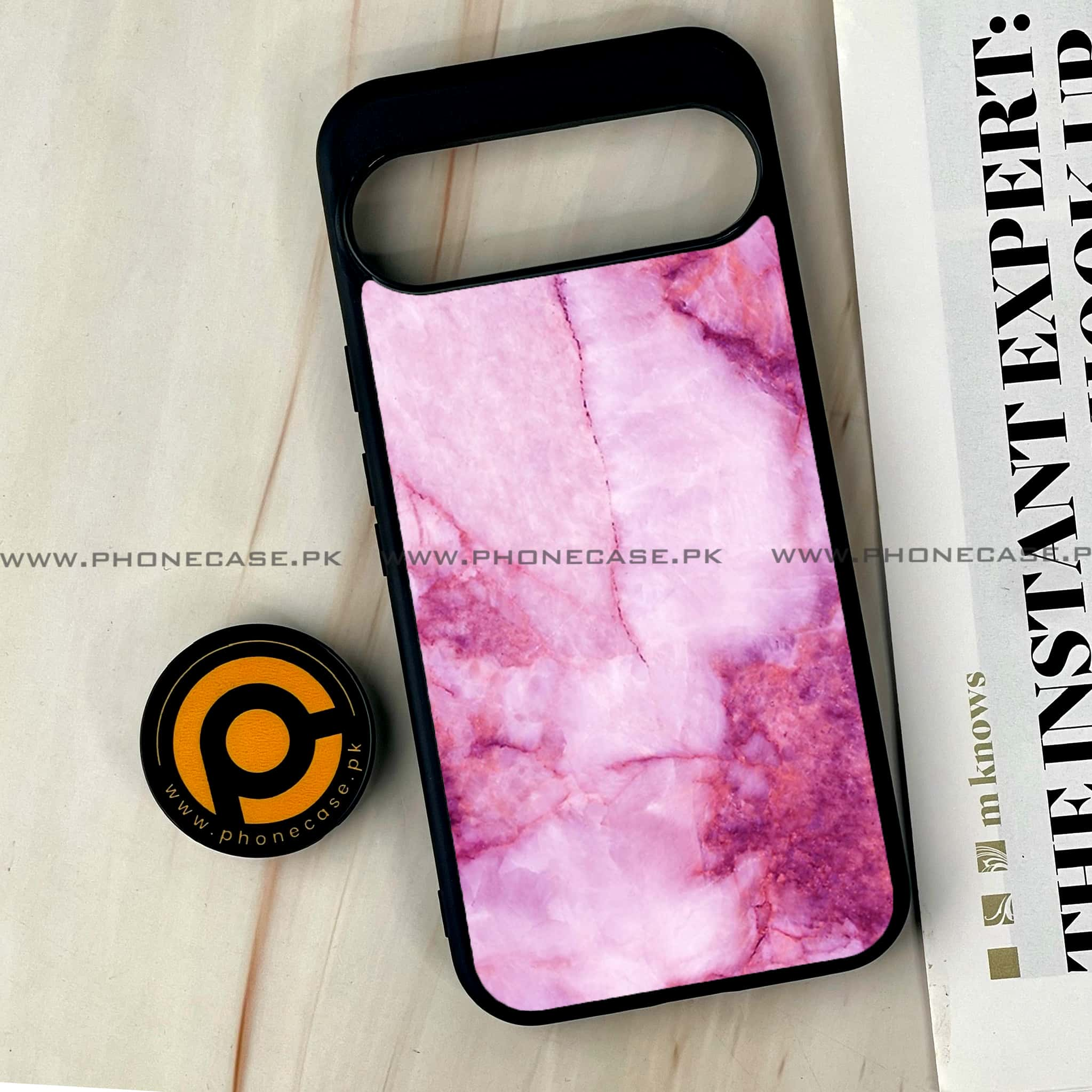 Google Pixel 9 Pro XL - Pink Marble Series - Premium Printed Glass soft Bumper shock Proof Case