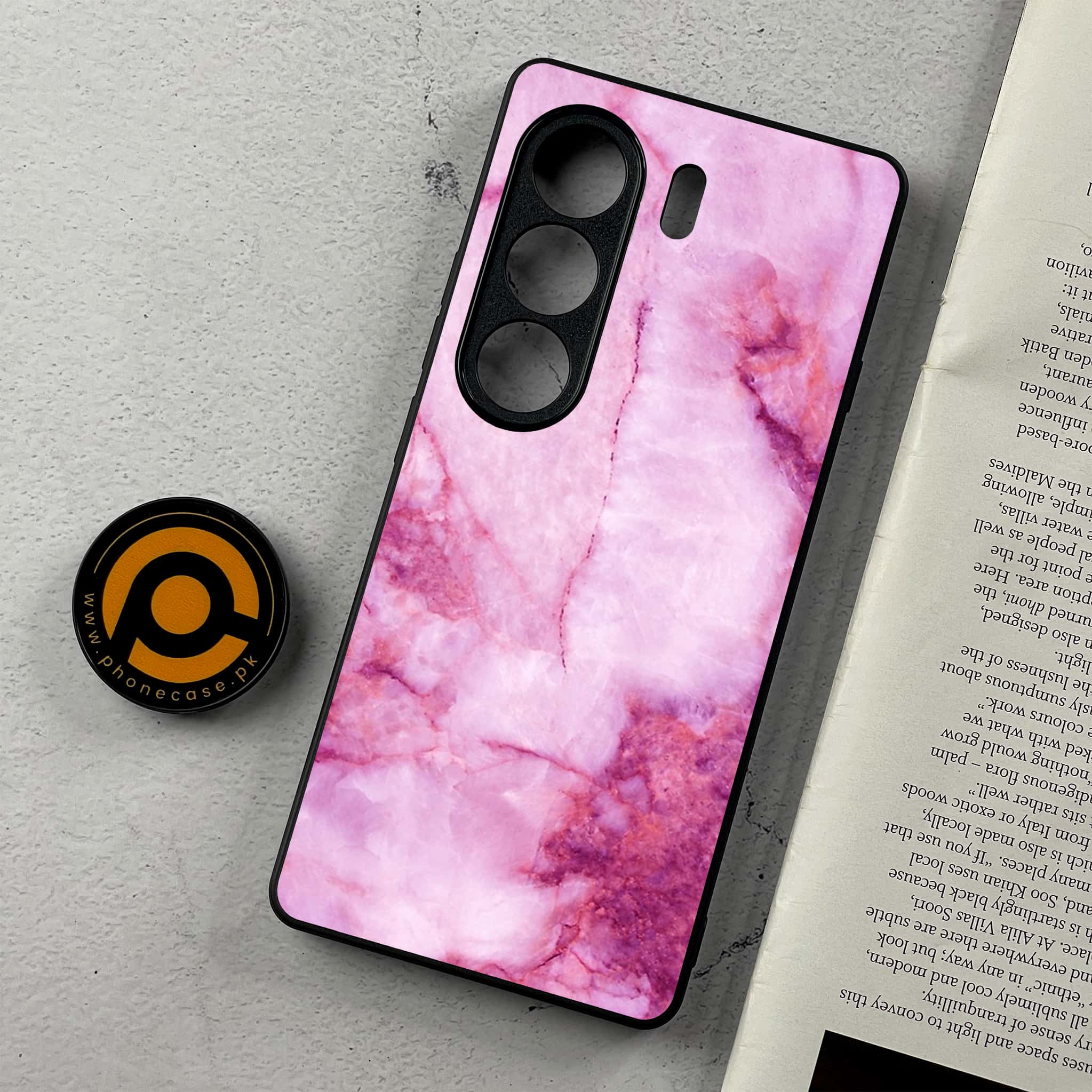 Tecno Camon 40 Pro - Pink Marble Series - Premium Metal Printed Soft Bumper Shockproof Case