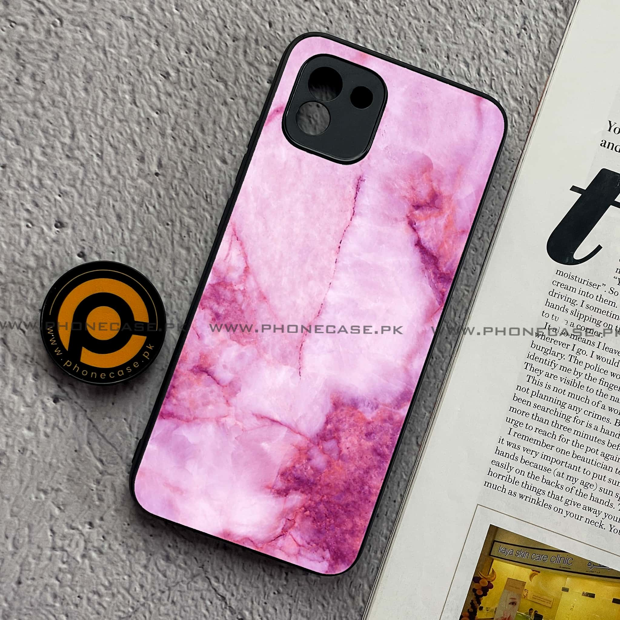 Samsung Galaxy A03 - Pink Marble Series - Premium Printed Glass soft Bumper shock Proof Case