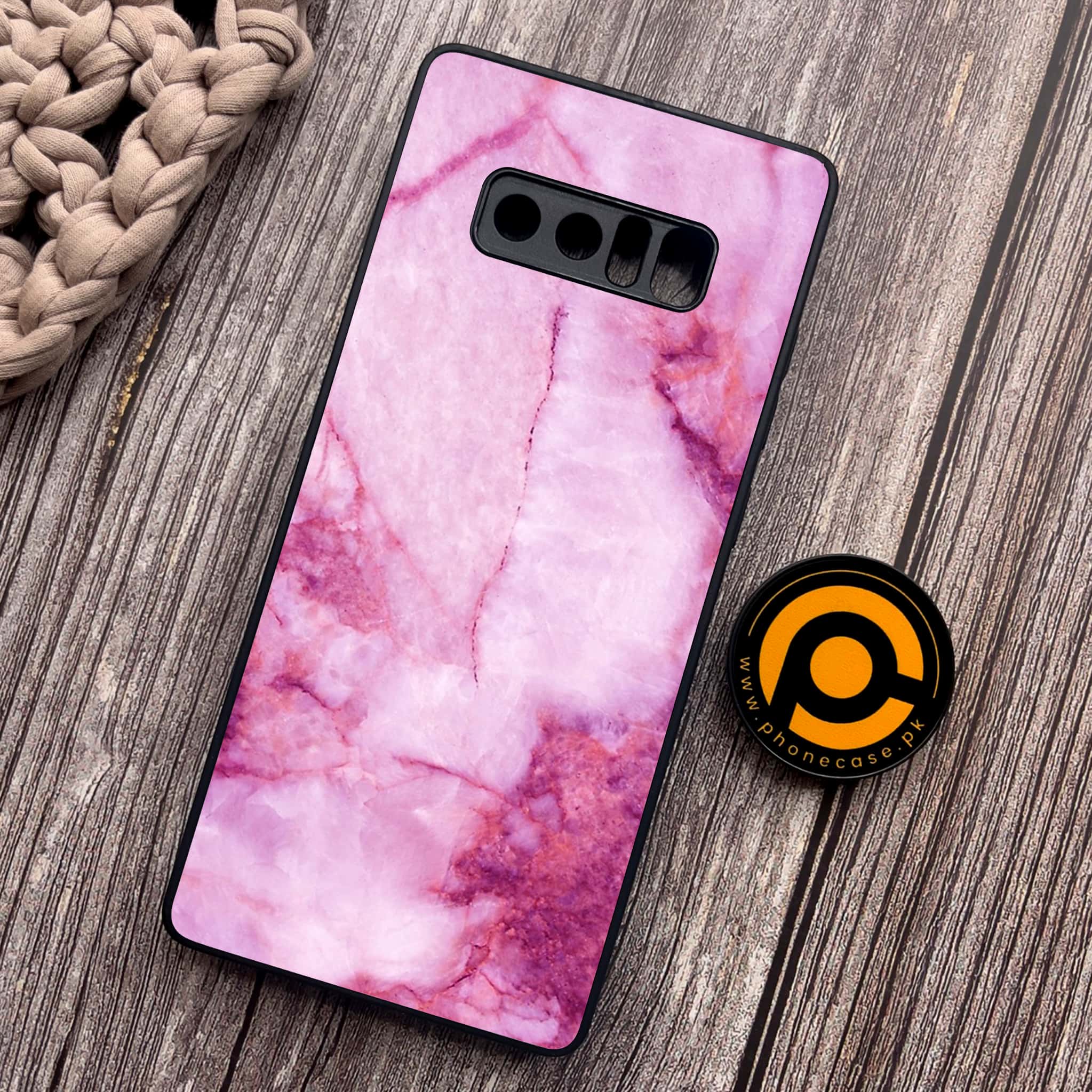 Samsung Galaxy Note 8 - Pink Marble Series - Premium Metal Printed soft Bumper shock Proof Case
