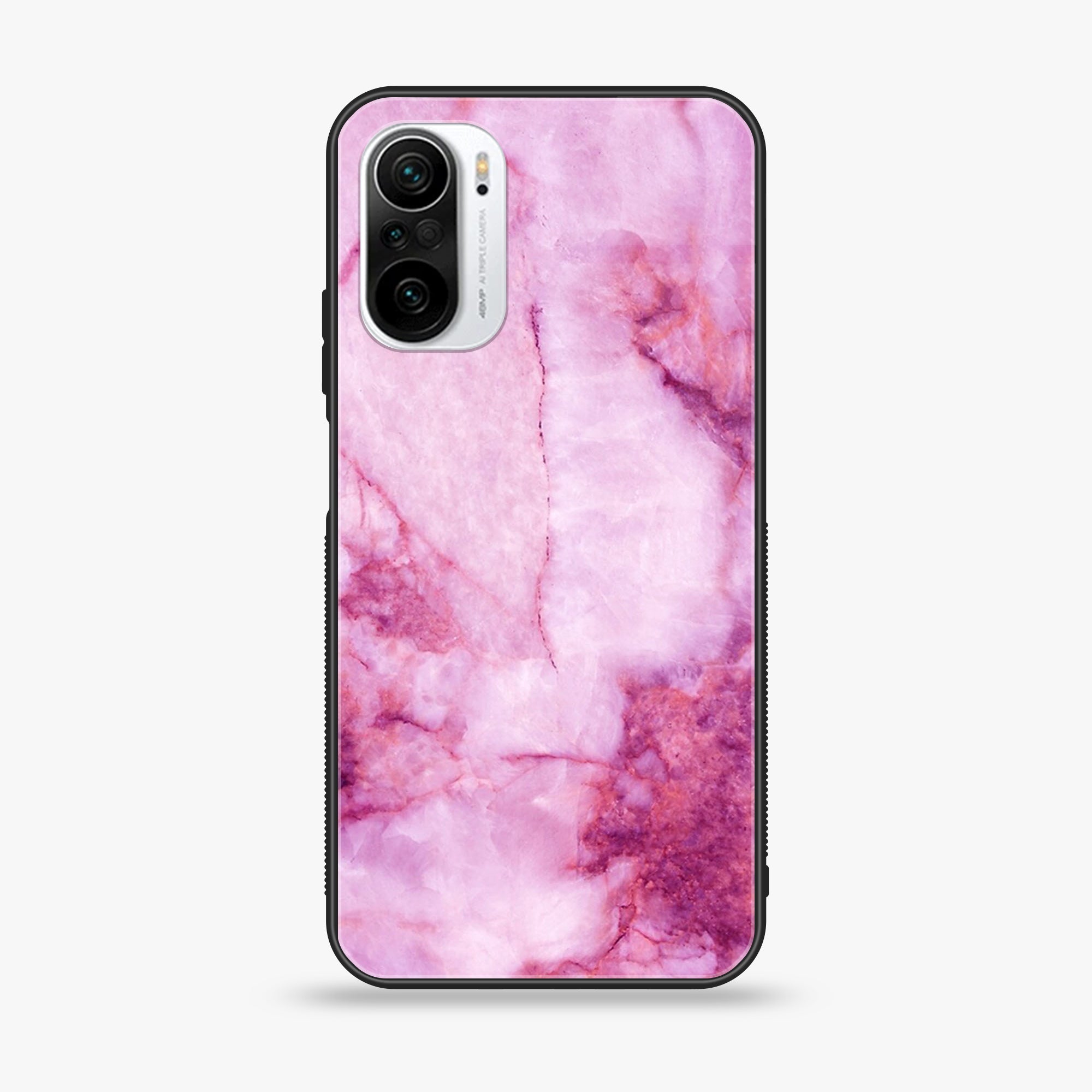 Xiaomi Poco F3 - Pink marble Series - Premium Printed Glass soft Bumper shock Proof Case