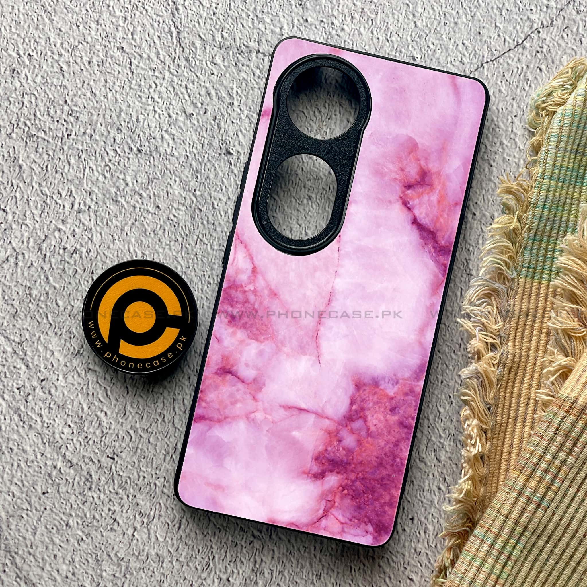Vivo V40 Pro - Pink Marble Series - Premium Metal Printed soft Bumper shock Proof Case