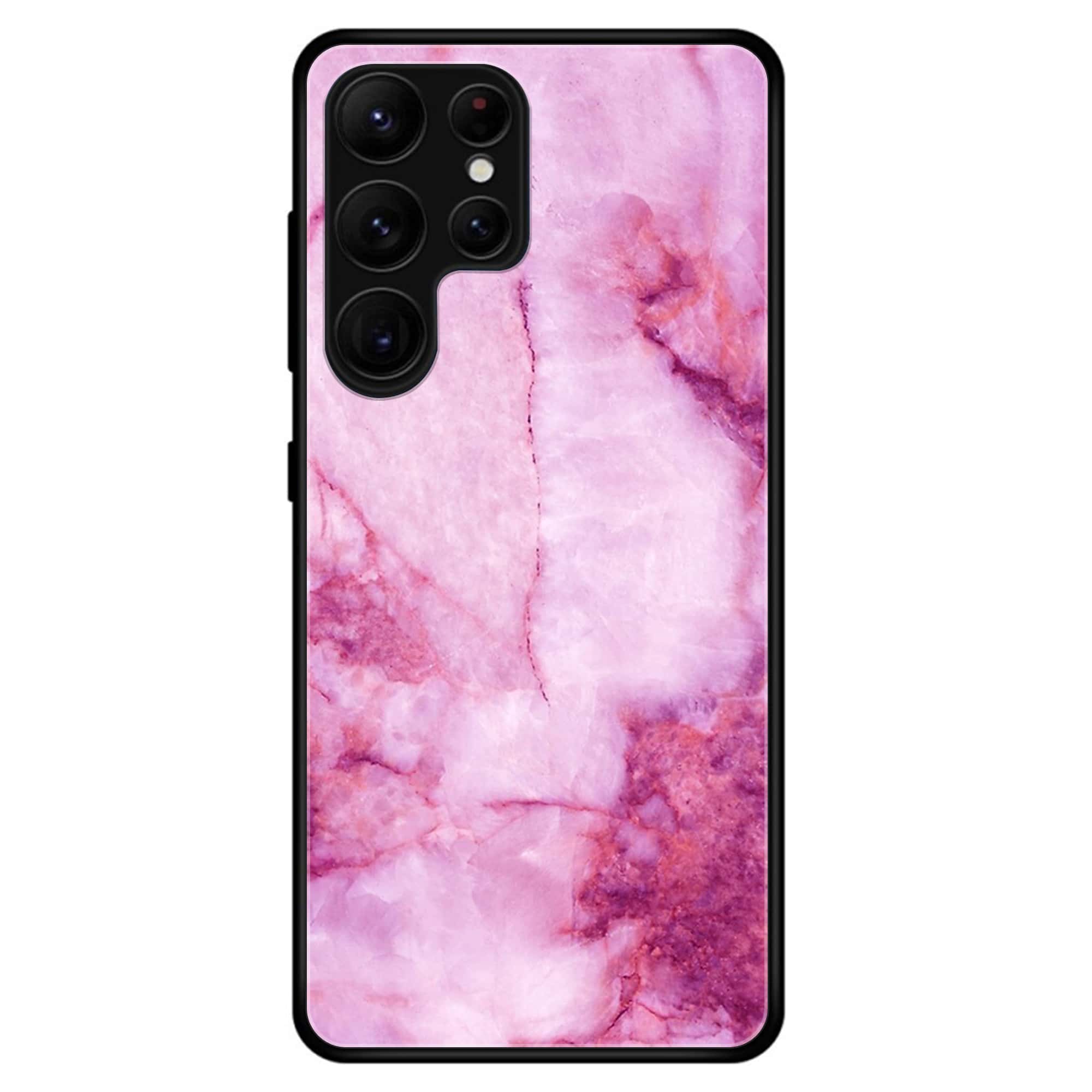 Samsung Galaxy S23 Ultra - Pink Marble Series - Premium Printed Glass soft Bumper shock Proof Case