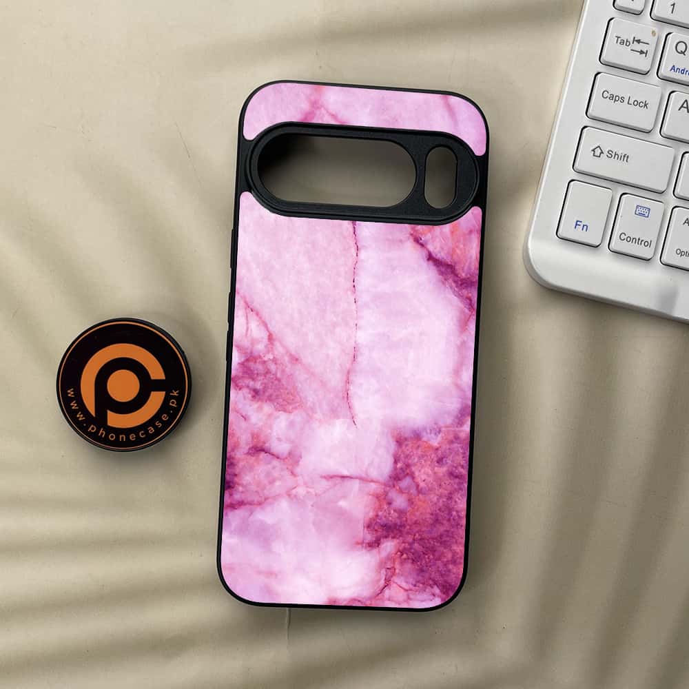 Google Pixel 10  - Pink Marble Series - Premium Metal Printed soft Bumper Shockof Case