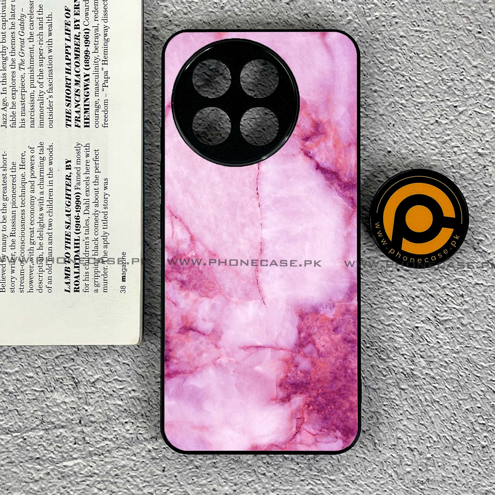 Tecno Spark 30 Pro - Pink Marble Series - Premium Printed Glass soft Bumper shock Proof Case