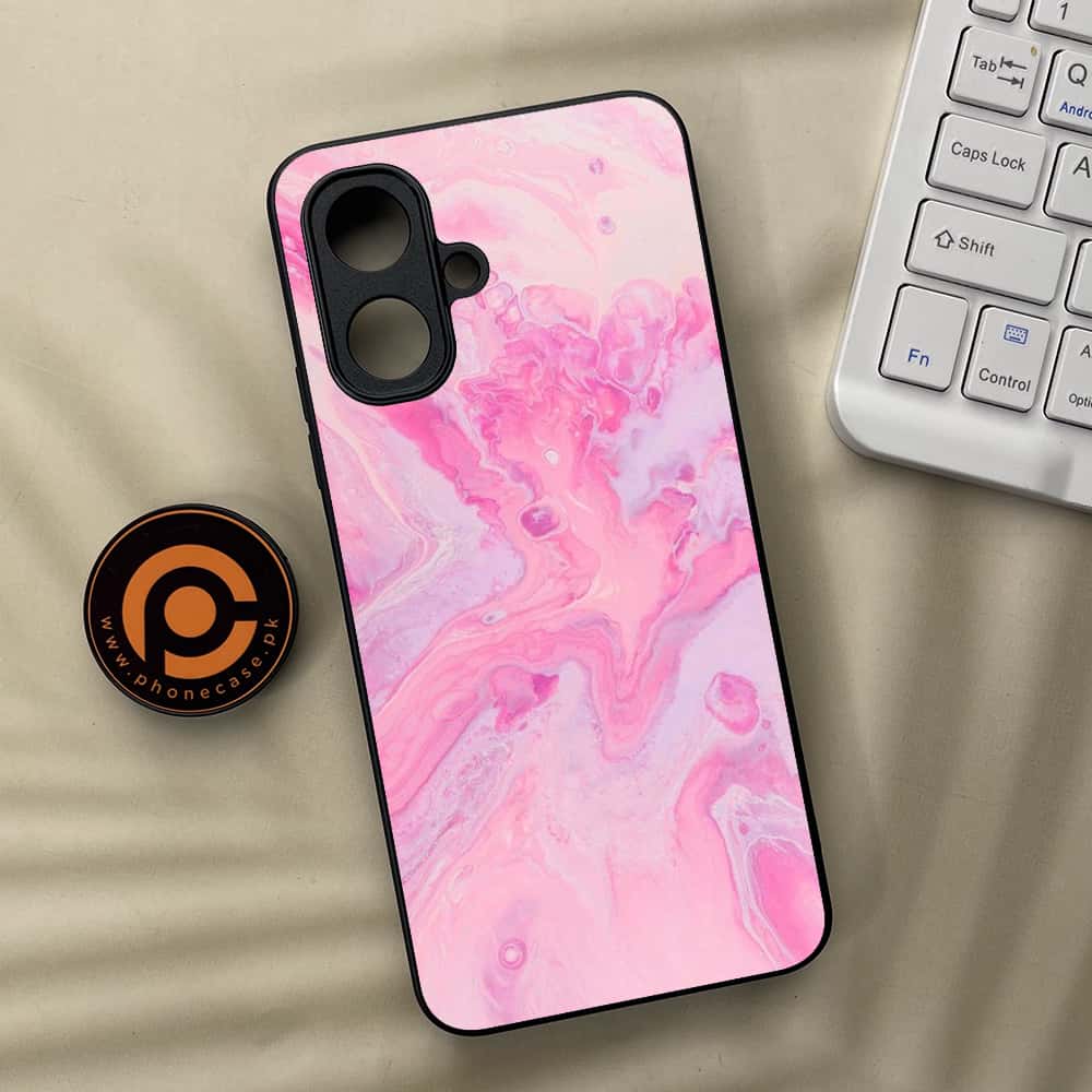 Tecno Pop 10 - Pink Marble Series - Premium Metal Printed soft Bumper Shock Proof Case