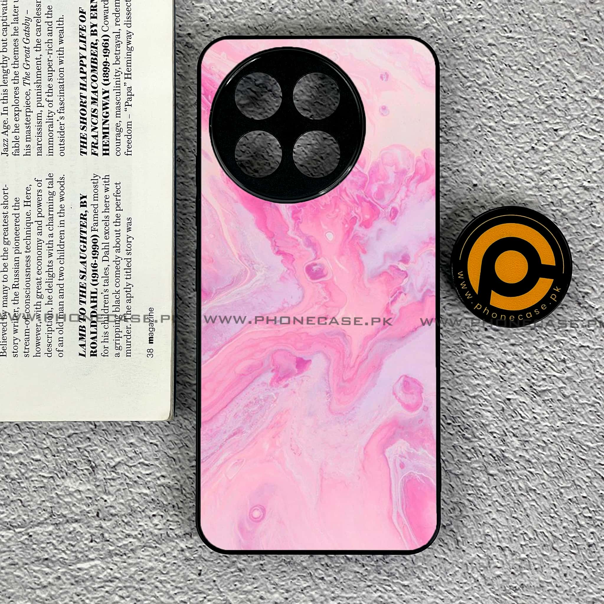 Tecno Spark 30 Pro - Pink Marble Series - Premium Printed Glass soft Bumper shock Proof Case