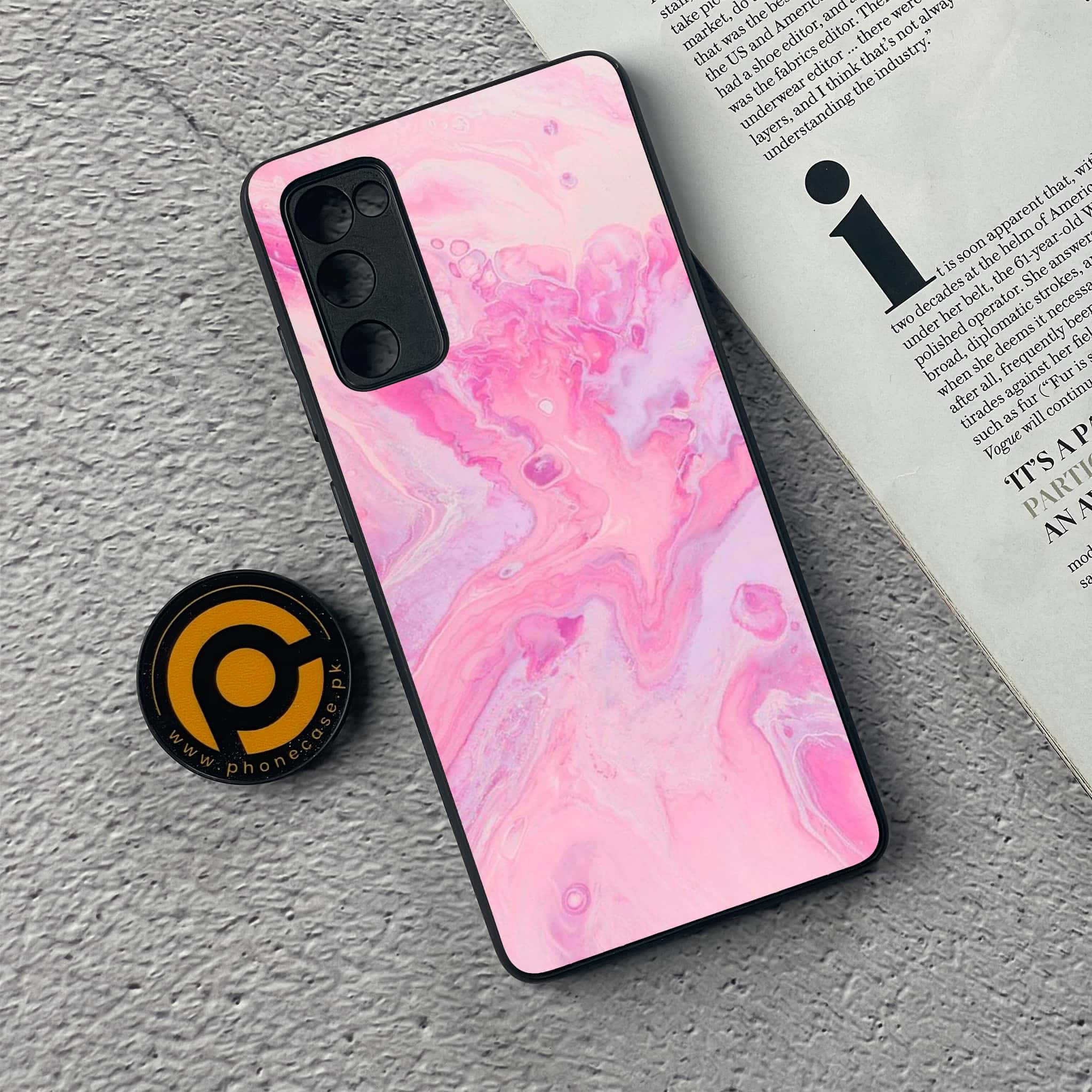 Galaxy S20 FE - Pink Marble Series - Premium Printed Glass soft Bumper shock Proof Case