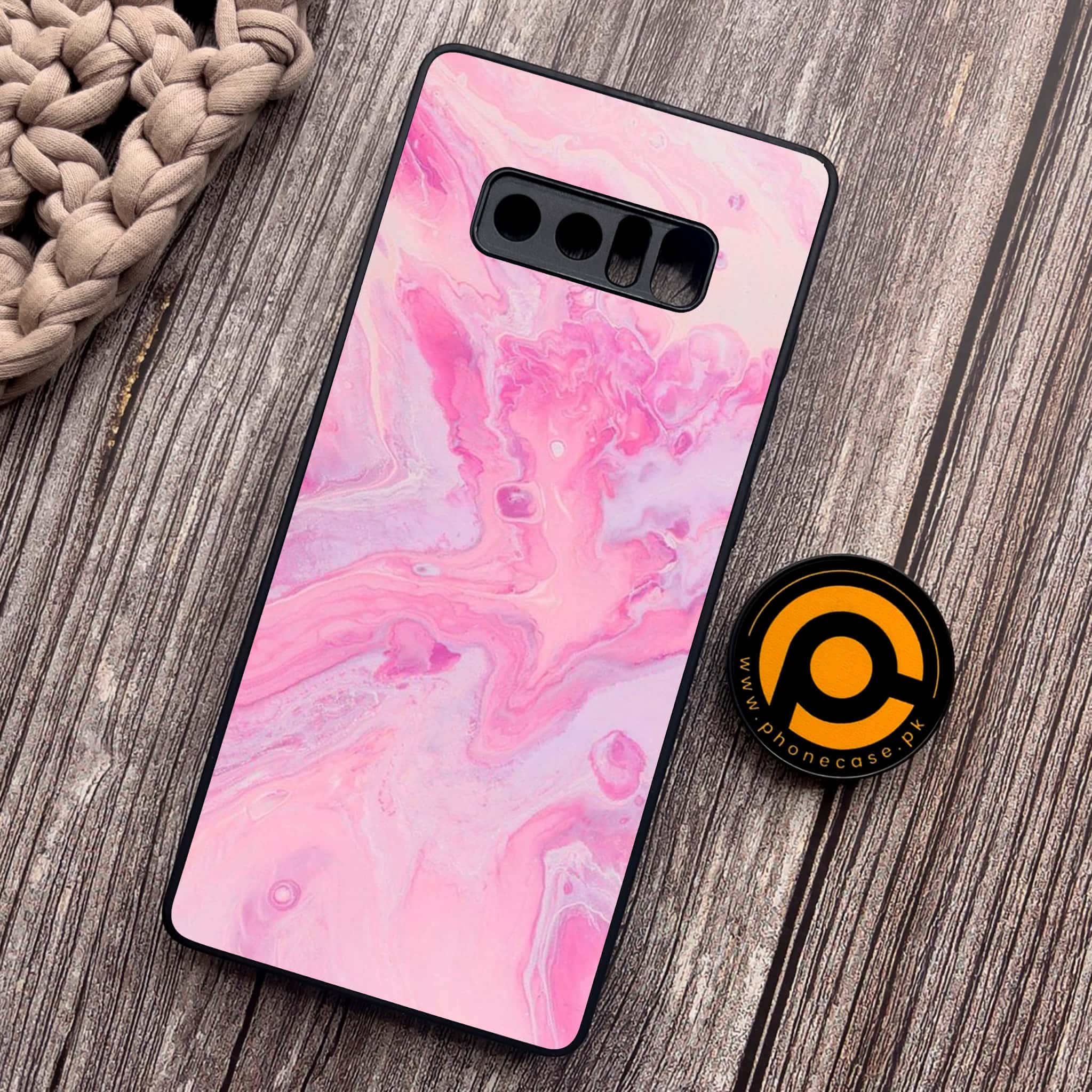 Samsung Galaxy Note 8 - Pink Marble Series - Premium Metal Printed soft Bumper shock Proof Case