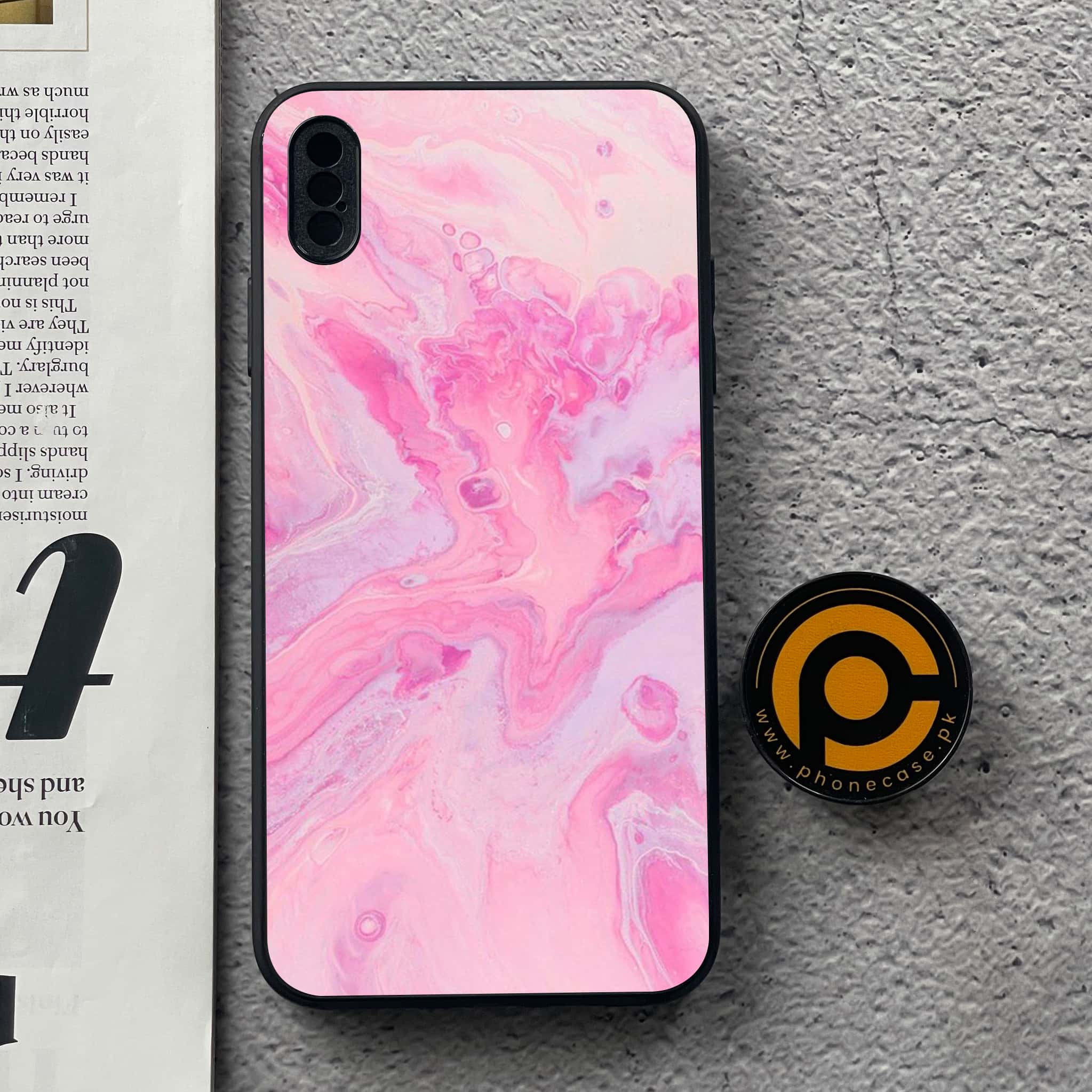 iPhone Xs Max - Pink Marble Series - Premium Metal Printed soft Bumper shock Proof Case