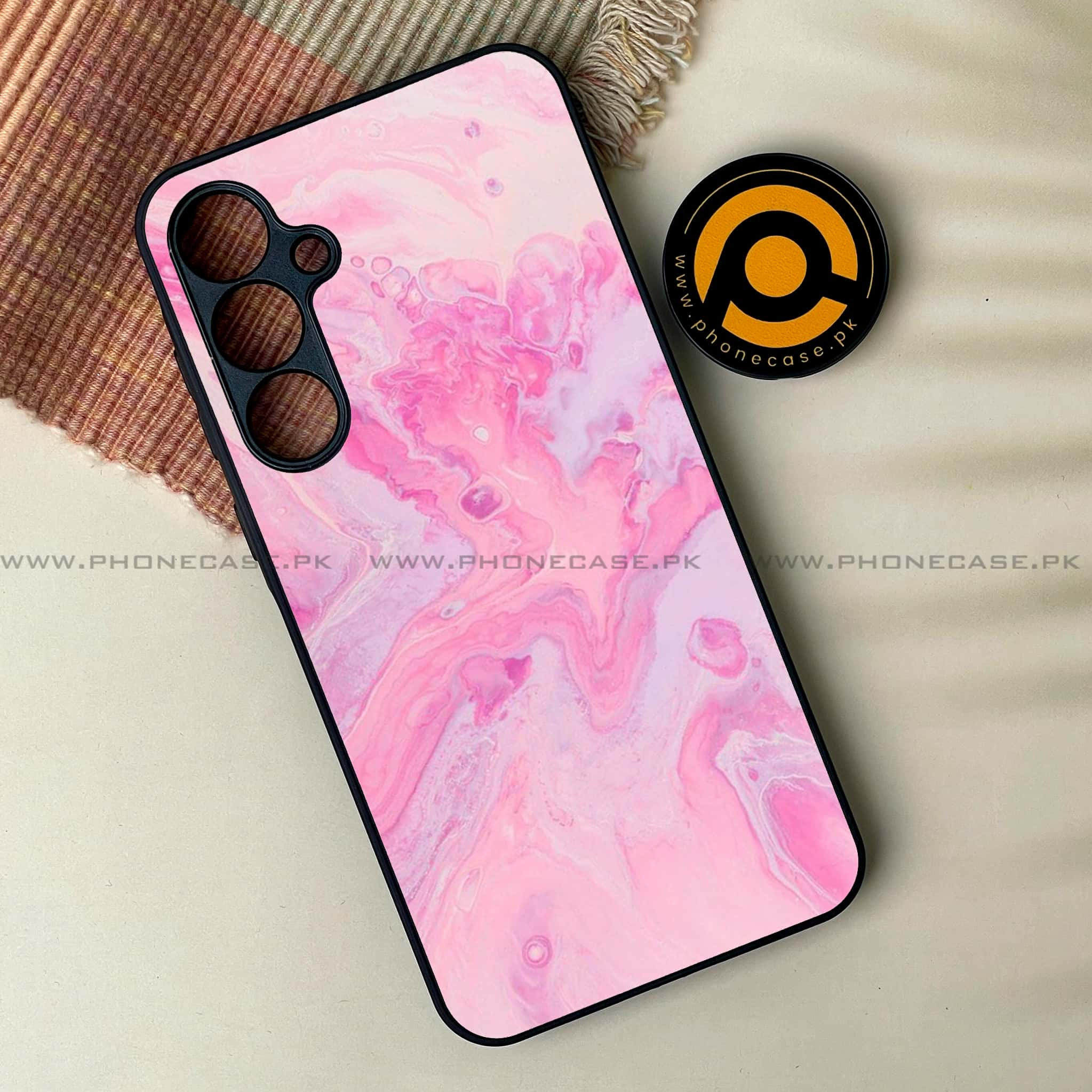 Samsung Galaxy A54 - Pink Marble Series - Premium Printed Glass soft Bumper shock Proof Case