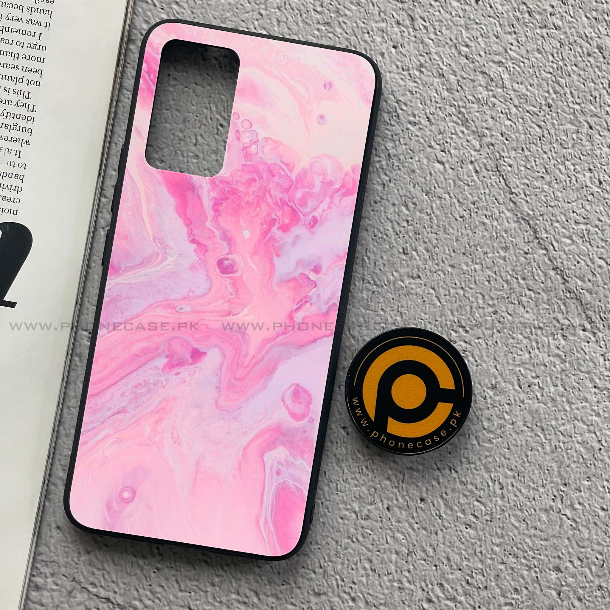 Vivo V21 - Pink Marble Series - Premium Printed Glass soft Bumper shock Proof Case