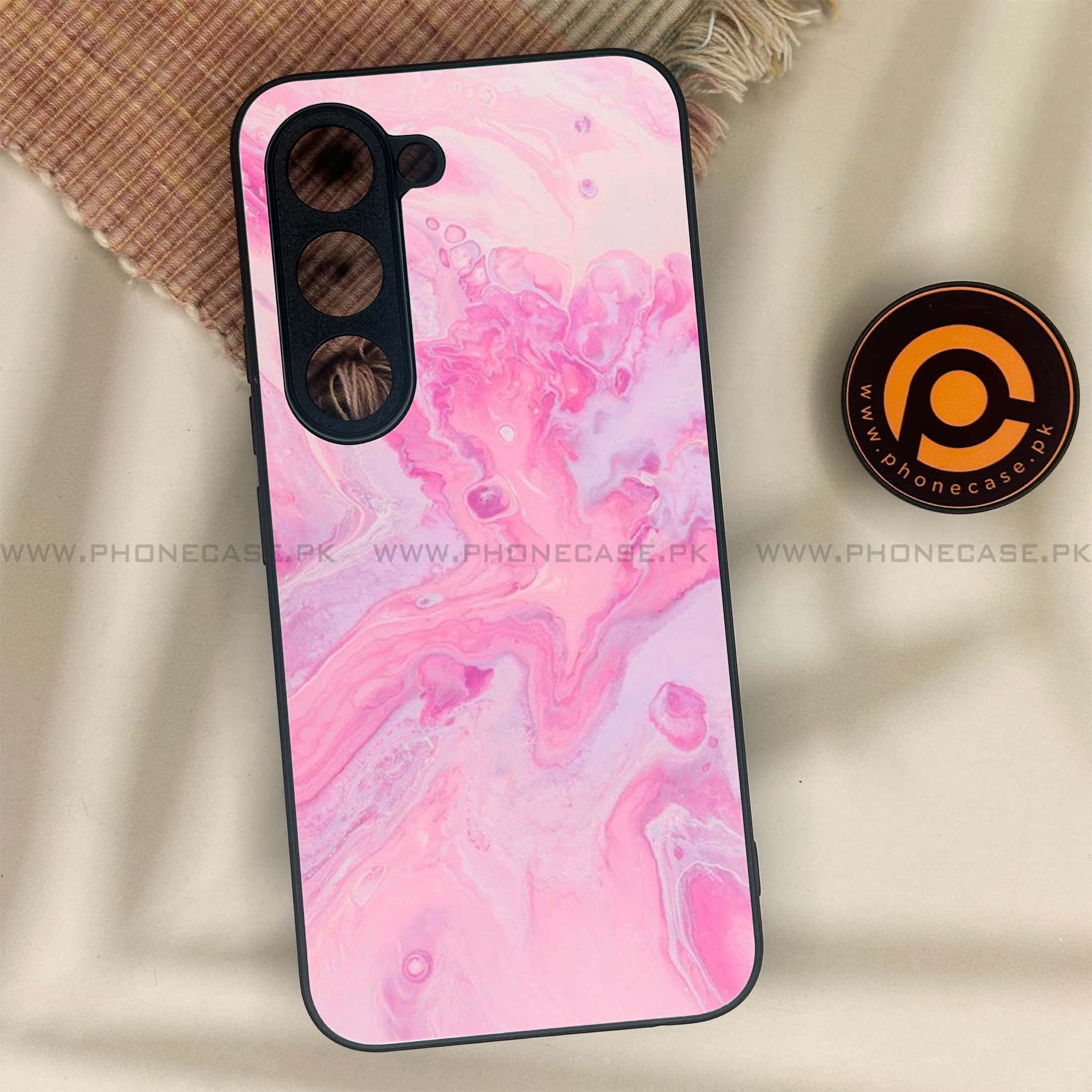 Tecno Spark 40 Pro - Pink Marble Series - Premium Metal Printed soft Bumper shock Proof Case
