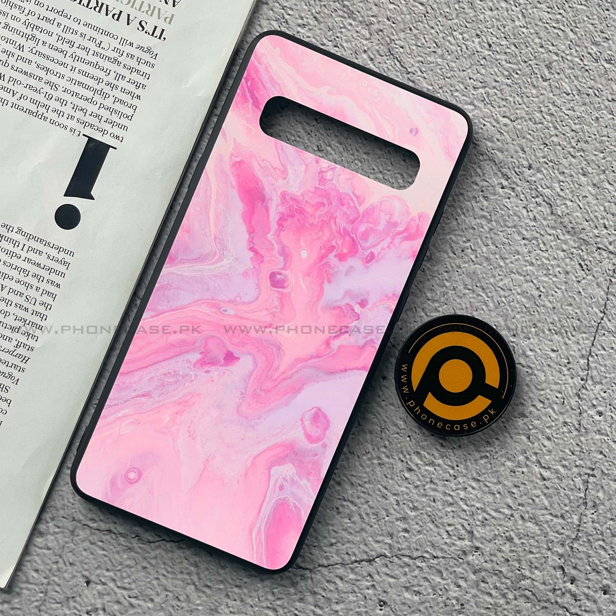 Samsung Galaxy S10 5G - Pink Marble Series - Premium Printed Glass soft Bumper shock Proof Case