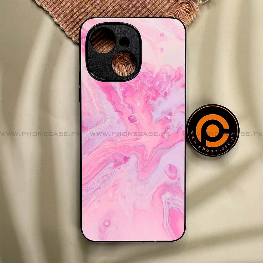 Tecno Spark 40C - Pink Marble Series - Premium Metal Printed soft Bumper shock Proof Case