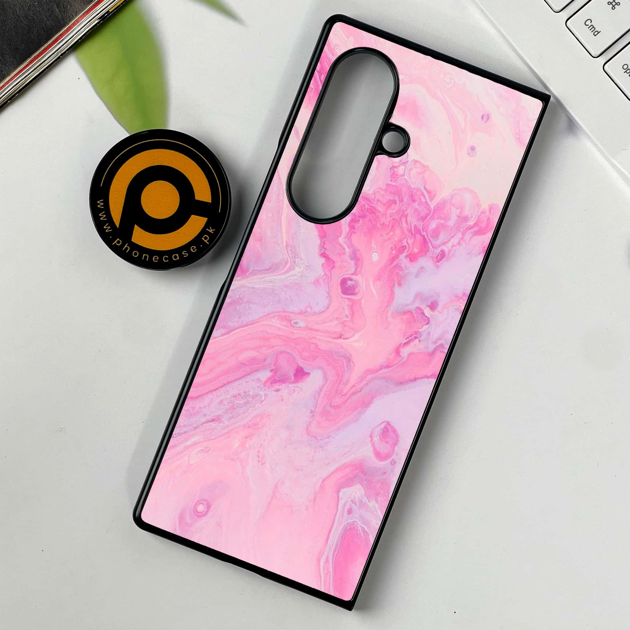 Samsung Galaxy Z Fold 7 - Pink Marble Series - Premium Metal Printed soft Bumper shock Proof Case