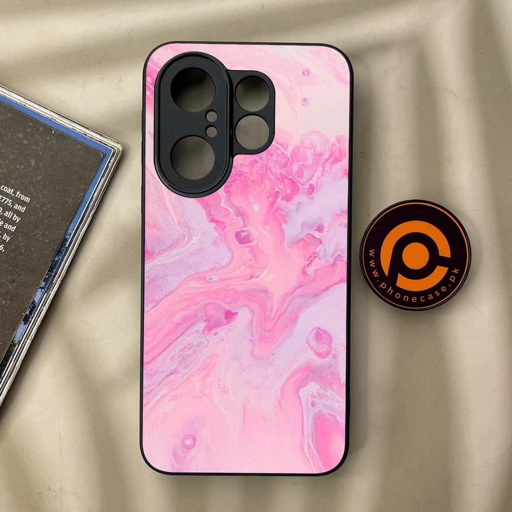 Vivo X200 FE - Pink Marble Series - Premium Metal Printed soft Bumper Shock Proof Case