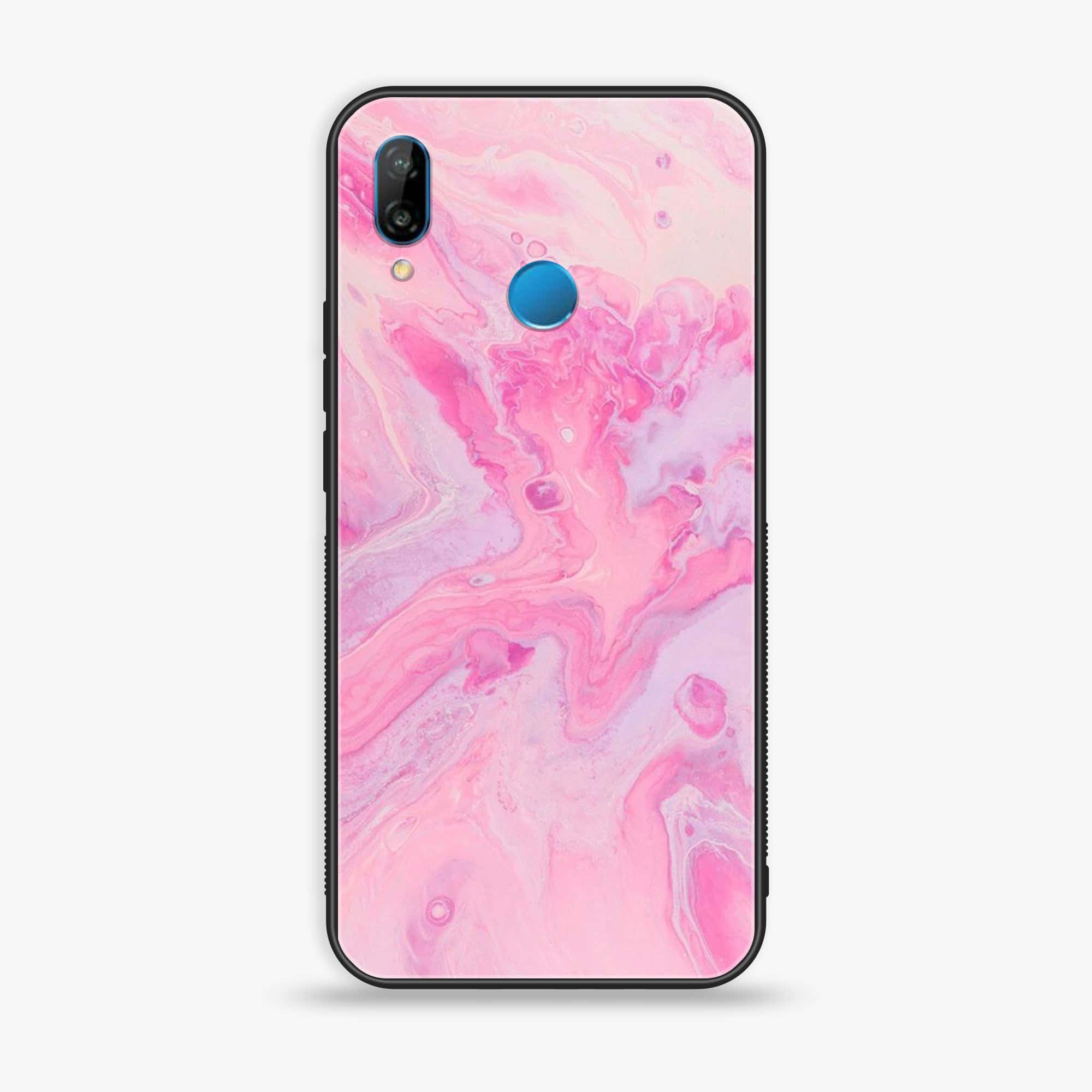 Huawei P20 lite - Pink Marble Series - Premium Printed Glass soft Bumper shock Proof Case