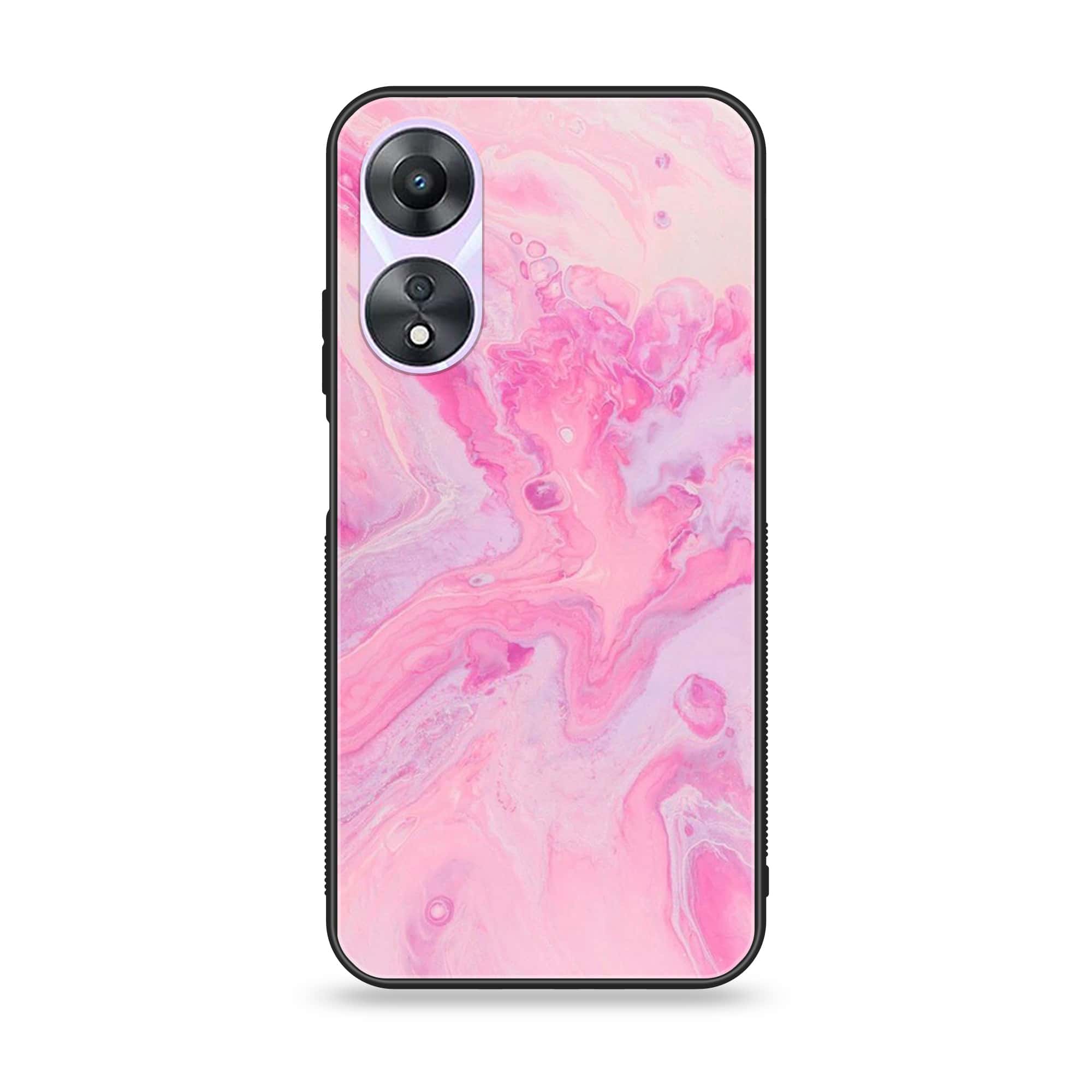 Oppo A78 4G - Pink Marble Series - Premium Printed Glass soft Bumper shock Proof Case