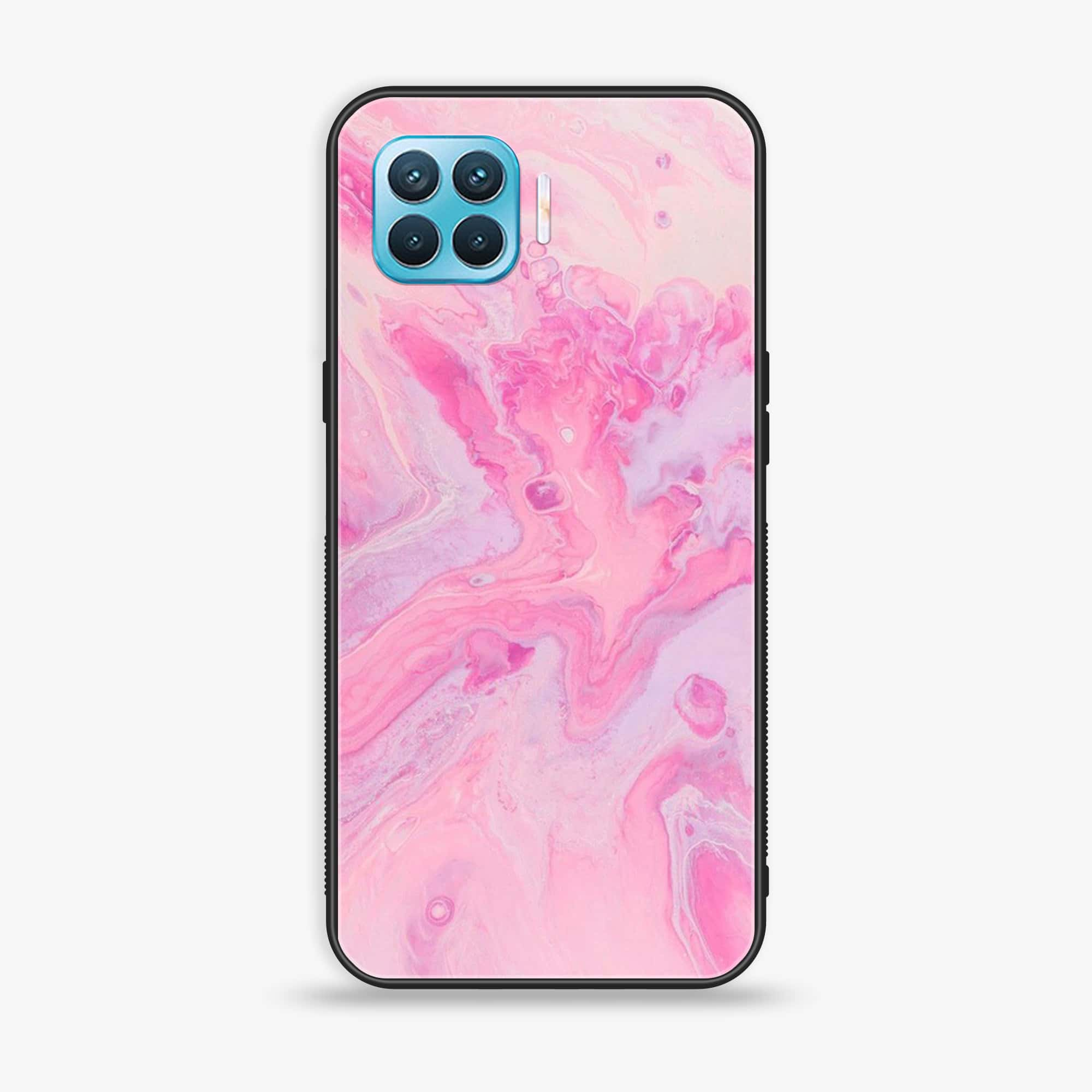 Oppo F17 Pro - Pink Marble Series - Premium Printed Glass soft Bumper shock Proof Case