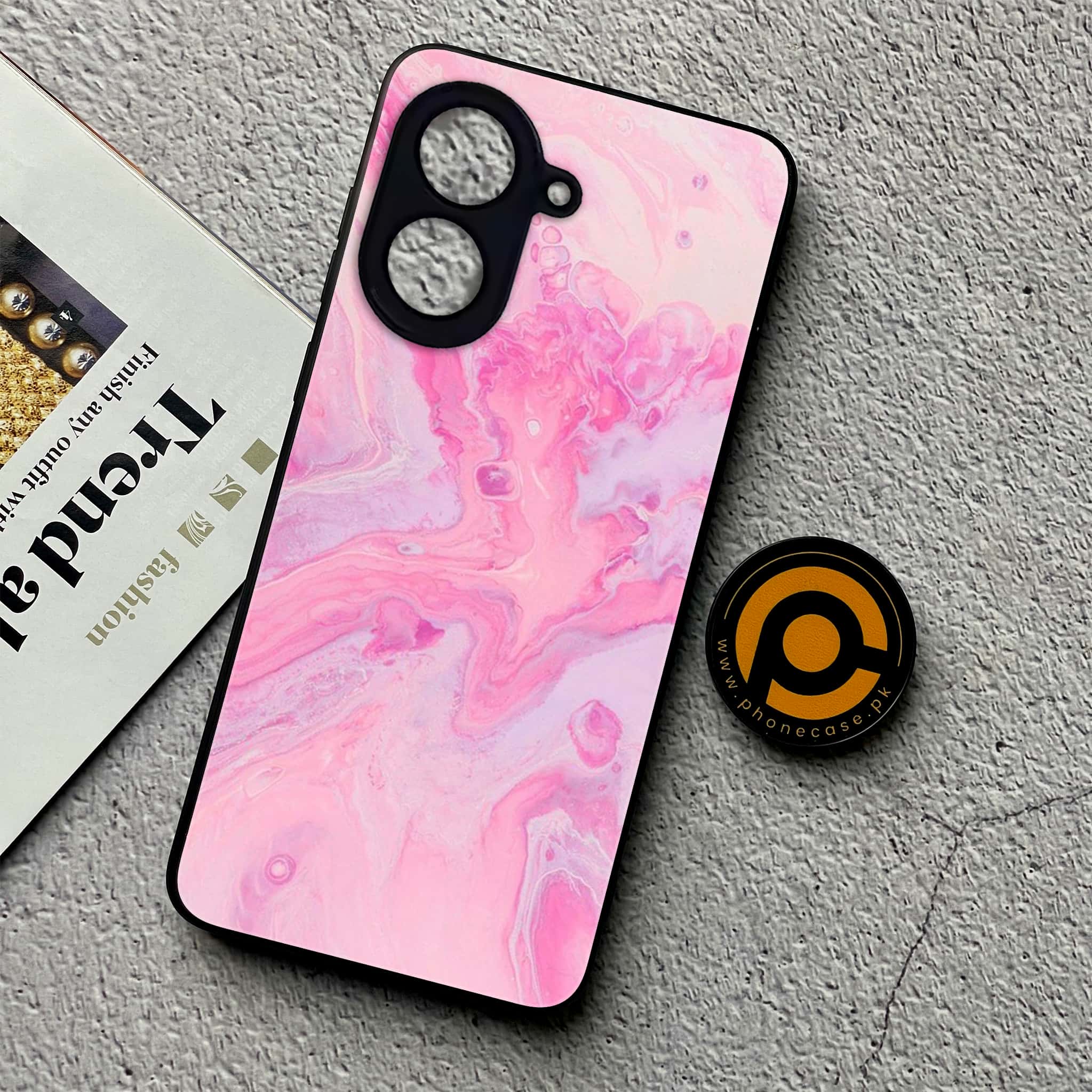 Xiaomi Redmi A5 - Pink Marble Series - Premium Metal Printed soft Bumper shock Proof Case