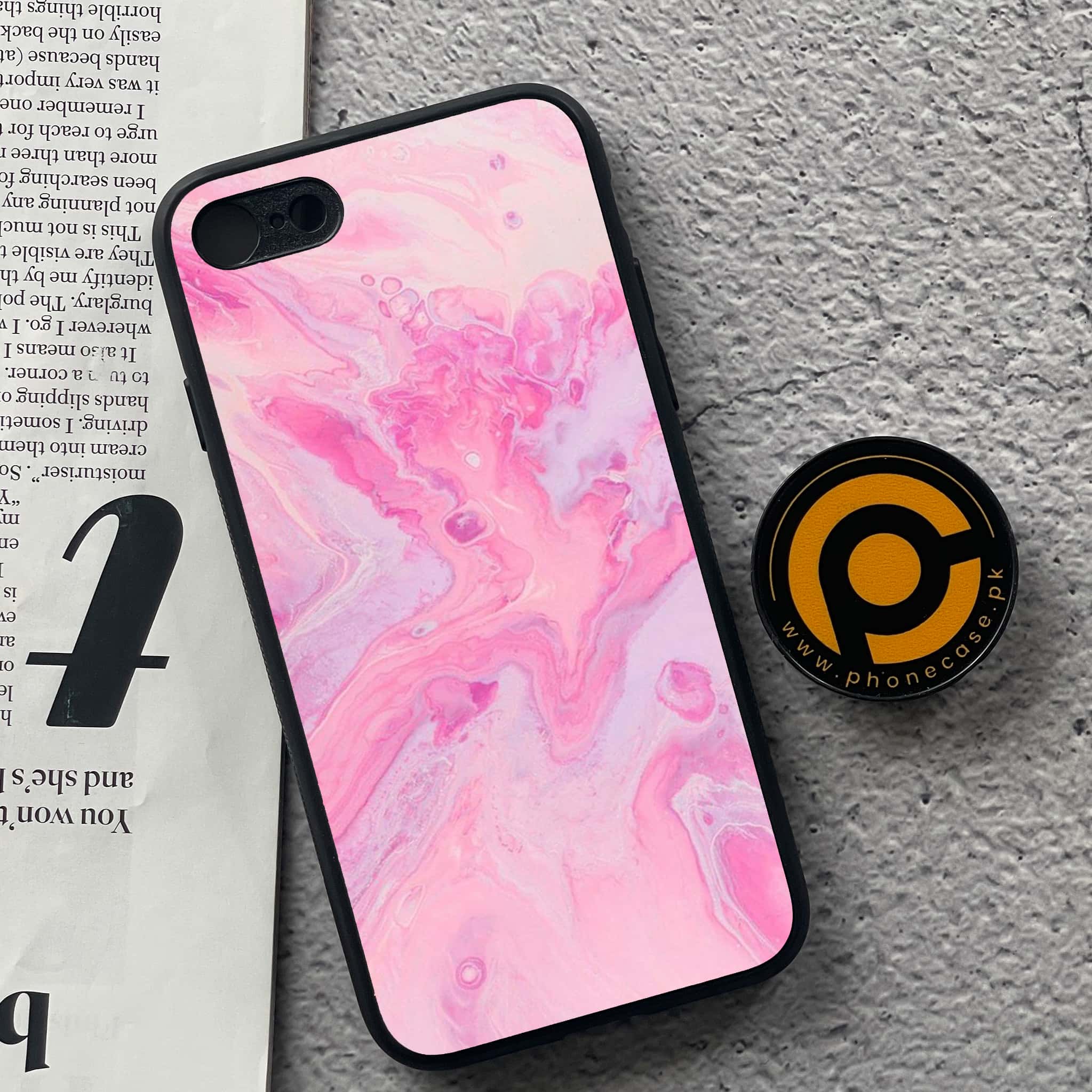 iPhone 7 / 8 - Pink Marble Series - Premium Printed Glass soft Bumper shock Proof Case