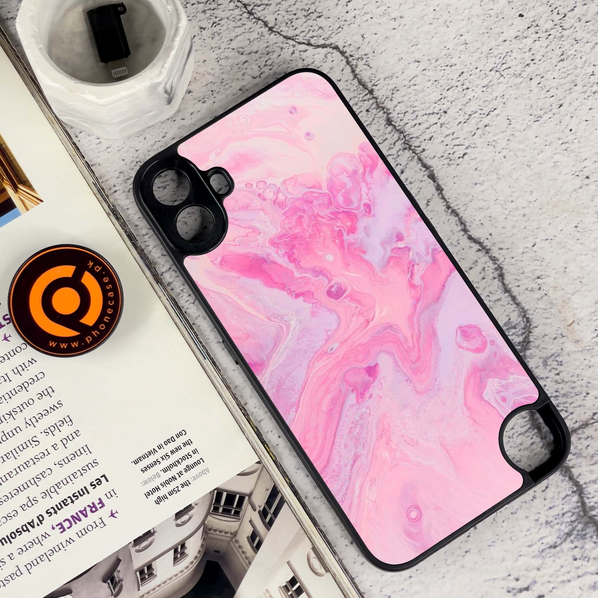 Nothing CMF Phone 1 - Pink Marble Series - Premium Metal Printed soft Bumper Shock Proof Case