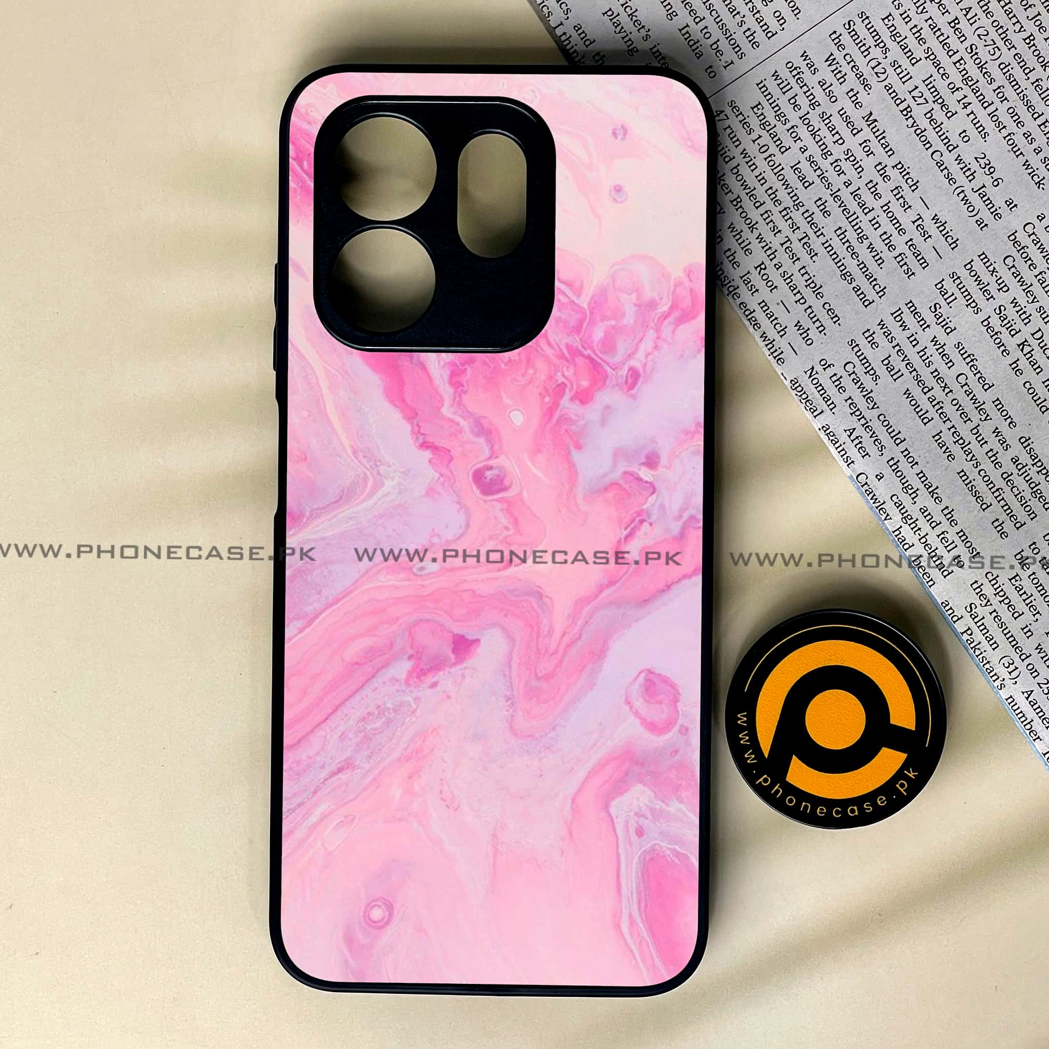 Infinix Smart 9 HD - Pink Marble Series - Premium Metal Printed soft Bumper shock Proof Case