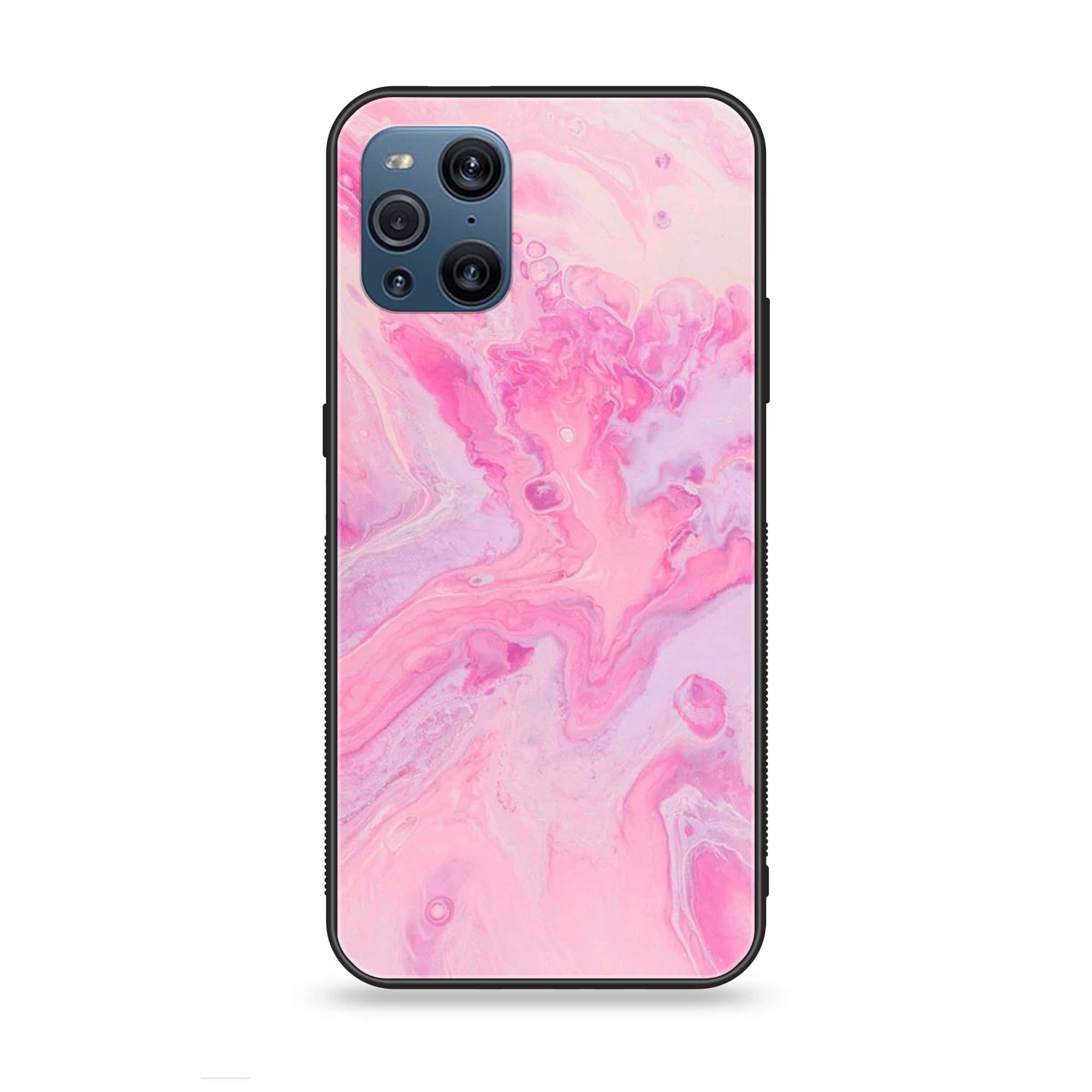Oppo Find X3 - Pink Marble Series - Premium Printed Glass soft Bumper shock Proof Case