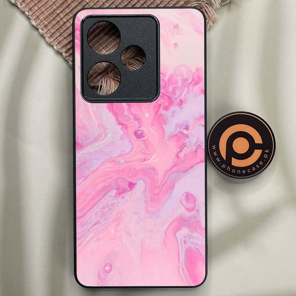 Realme GT 7 - Pink Marble Series - Premium Metal Printed soft Bumper shock Proof Case
