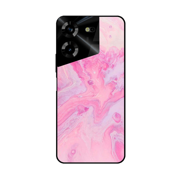 Tecno Pova 5 Pro - Pink Marble Series Design 6  - Premium Printed Glass soft Bumper shock Proof Case CS-20015