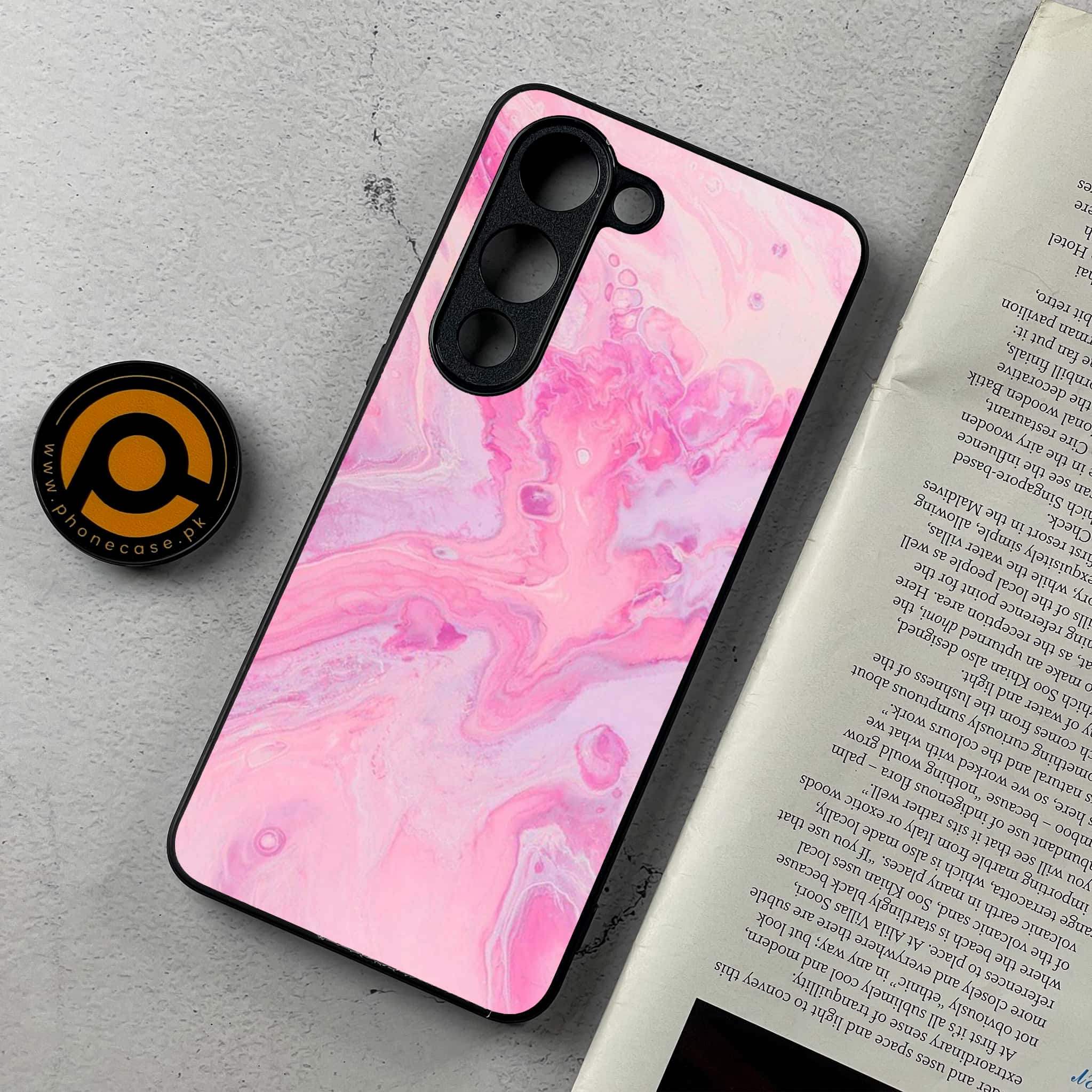 Vivo Y04 - Pink Marble Series - Premium Metal Printed Soft Bumper Shockproof Case