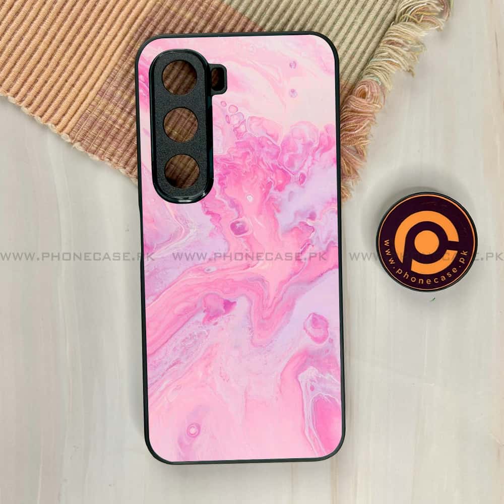 Infinix Hot 60i - Pink Marble Series - Premium Metal Printed soft Bumper shock Proof Case