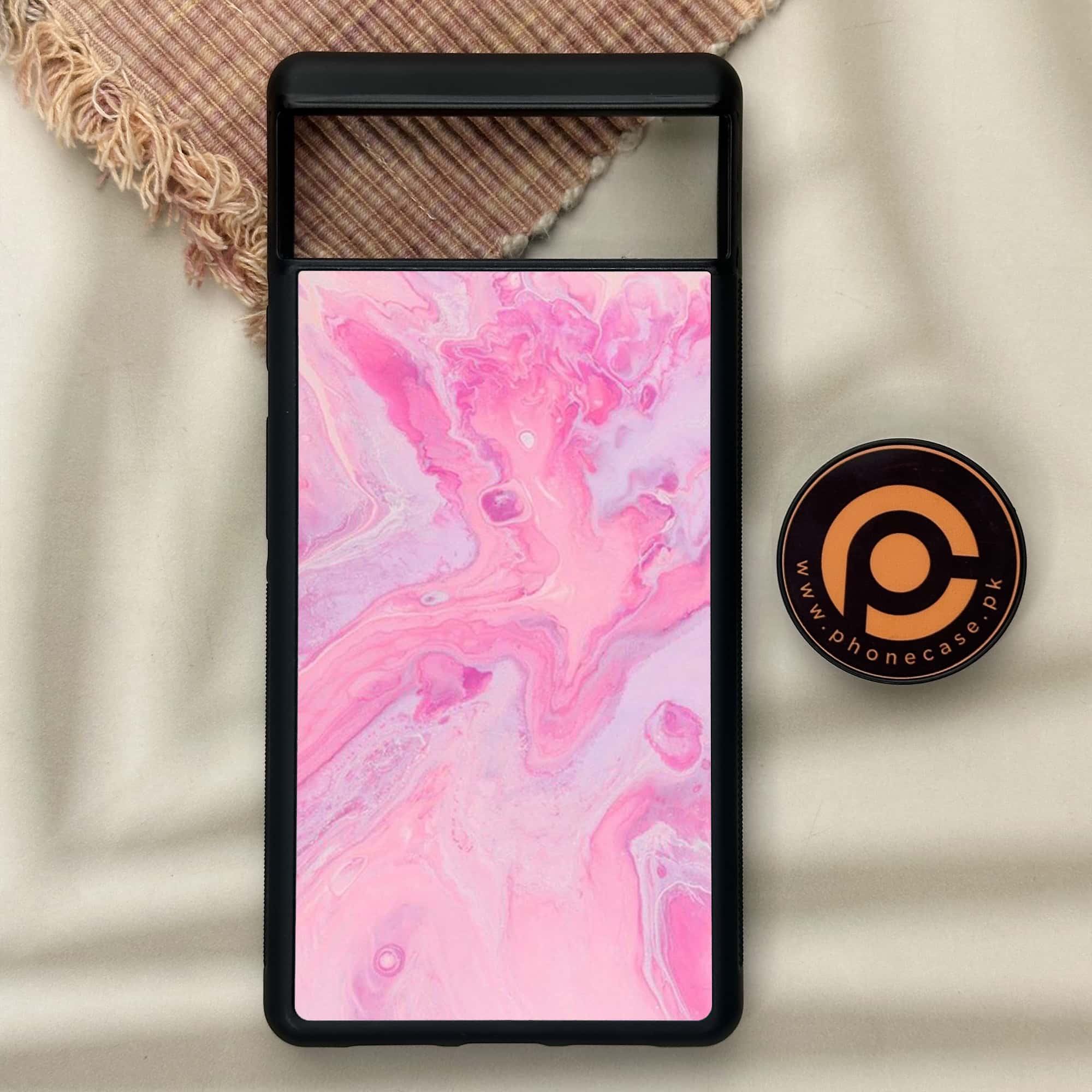 Google Pixel 6 - Pink Marble Series - Premium Metal Printed soft Bumper Shock Proof Case