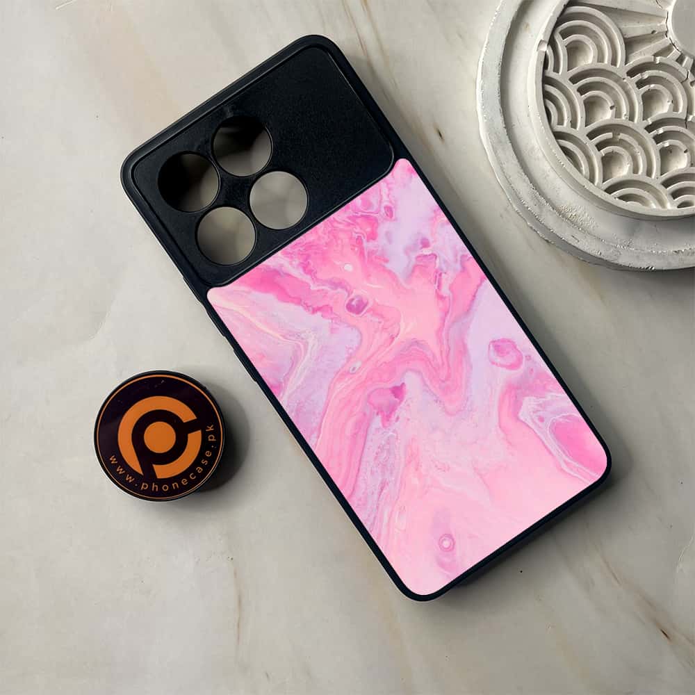 Xiaomi Poco F6 Pro - Pink Marble Series - Premium Metal Printed soft Bumper shock Proof Case