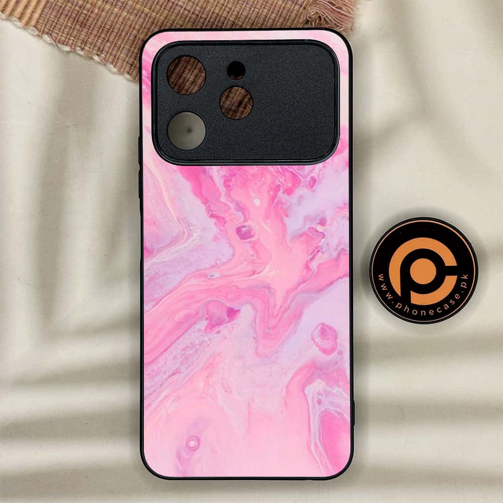 Tecno Spark 40 - Pink Marble Series - Premium Metal Printed soft Bumper shock Proof Case