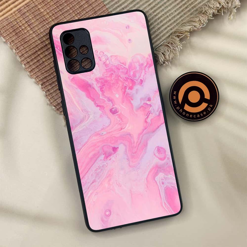 Samsung Galaxy A71 - Pink Marble Series - Premium Metal Printed soft Bumper shock Proof Case