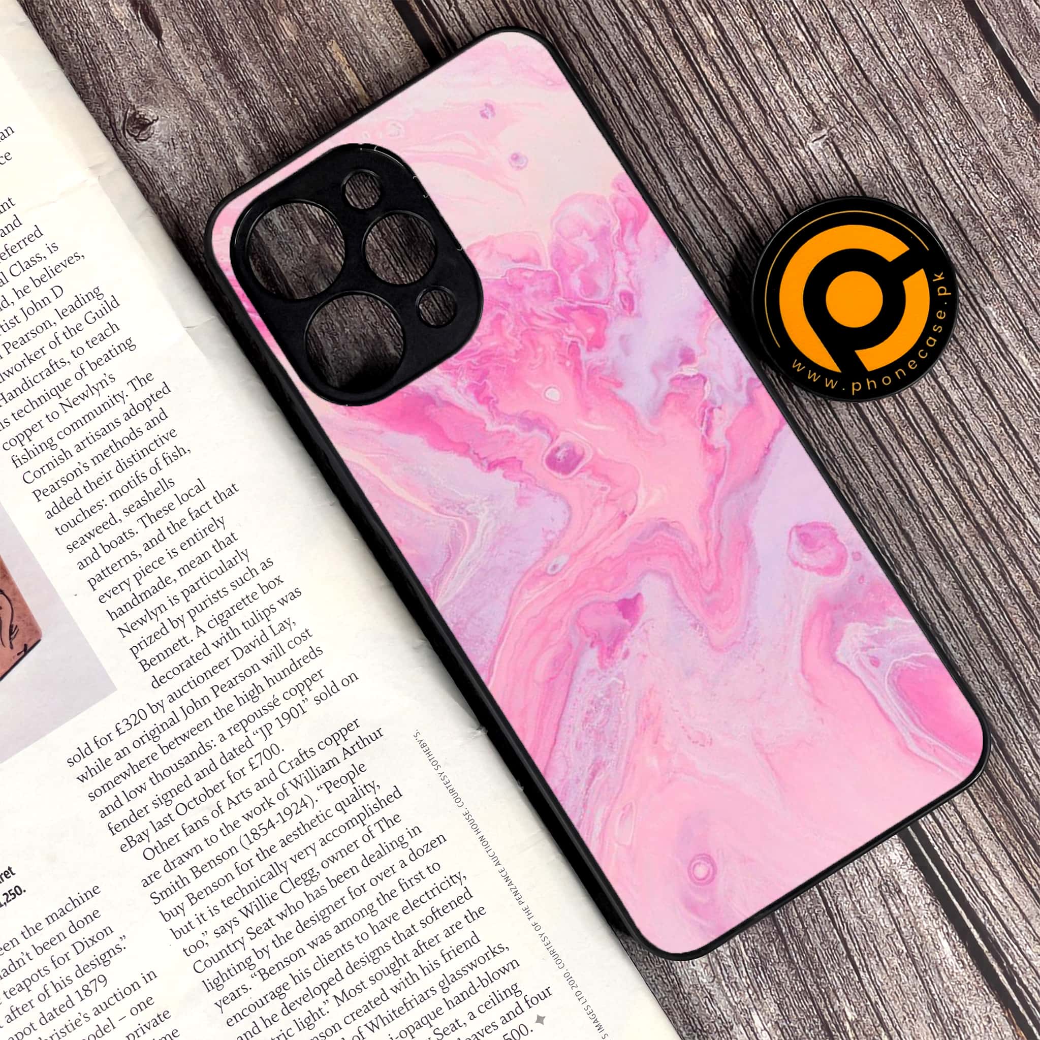 Xiaomi Redmi 12 - Pink Marble Series - Premium Printed Glass soft Bumper shock Proof Case
