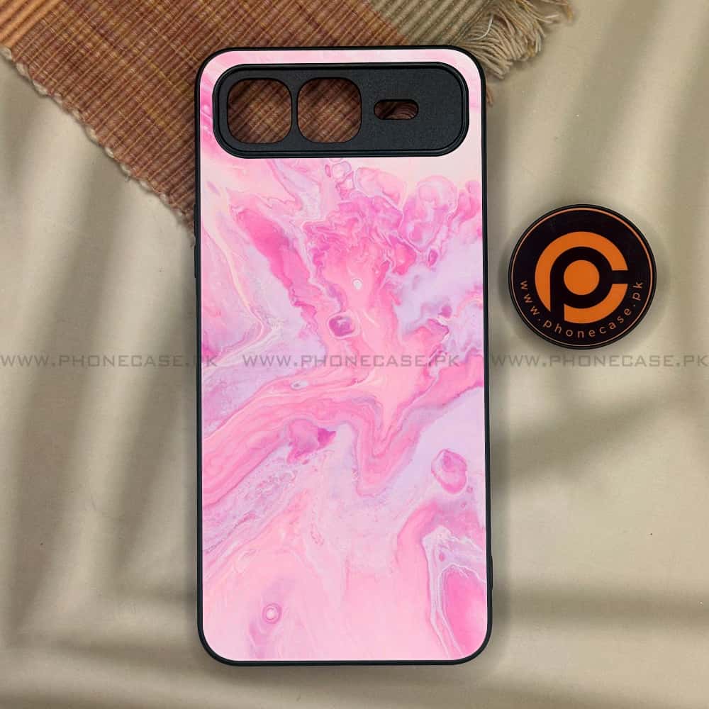Infinix Smart 10 Plus - Pink Marble Series - Premium Metal Printed soft Bumper shock Proof Case