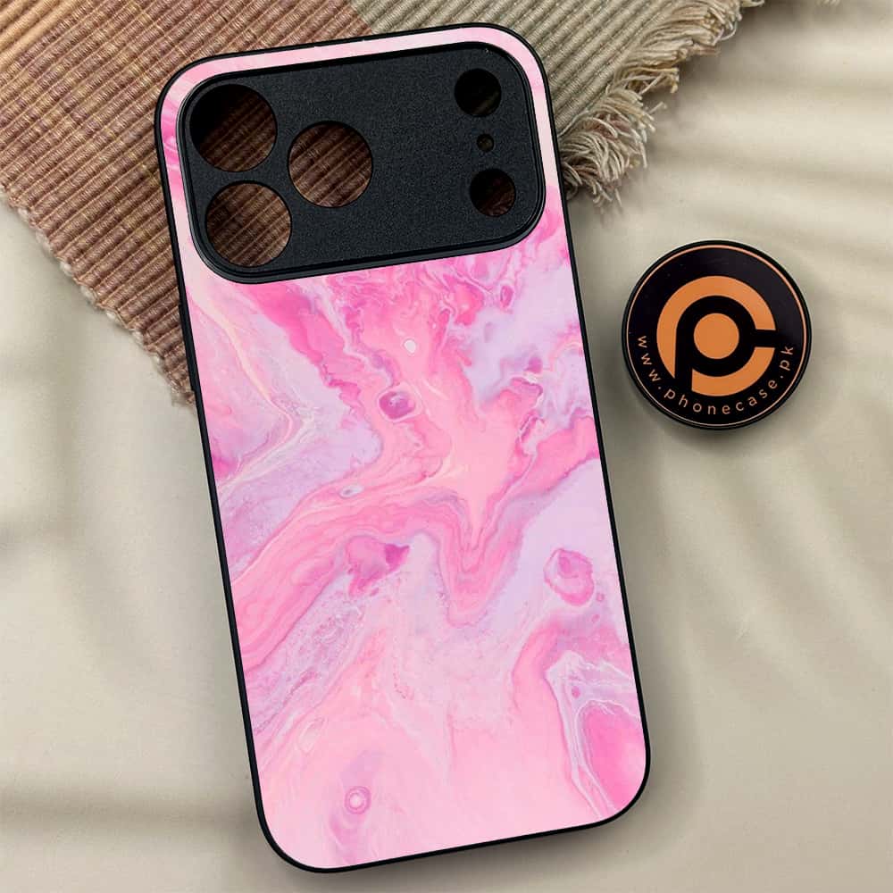 iPhone 17 Pro Max - Pink Marble Series - Premium Metal Printed soft Bumper shock Proof Case