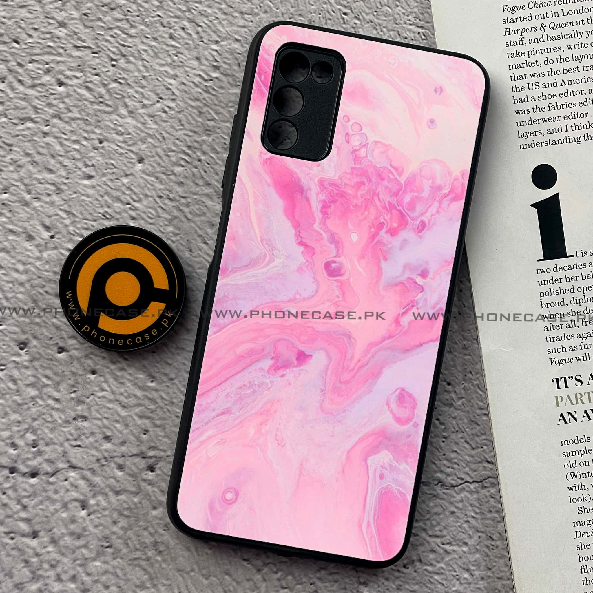 Samsung Galaxy A02s - Pink Marble Series - Premium Printed Metal soft Bumper shock Proof Case