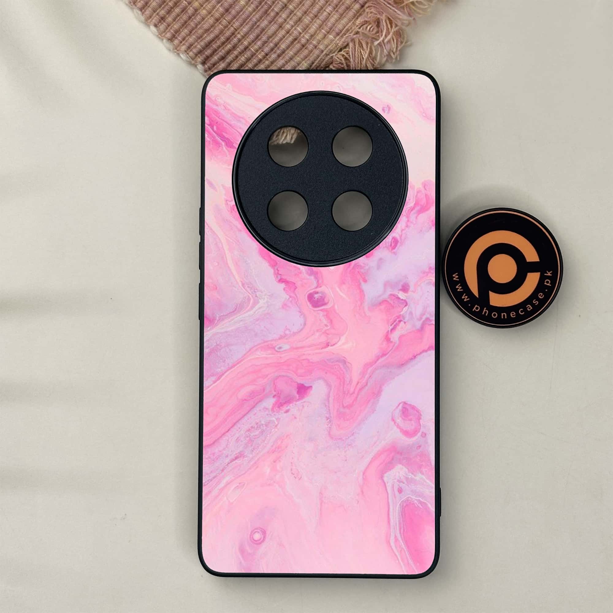 Honor X9c 5G - Pink Marble Series - Premium Metal Printed soft Bumper shock Proof Case