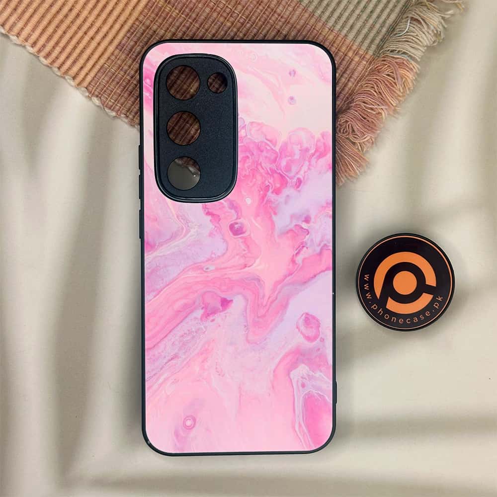Tecno Spark 40 Pro Plus - Pink Marble Series - Premium Metal Printed soft Bumper shock Proof Case