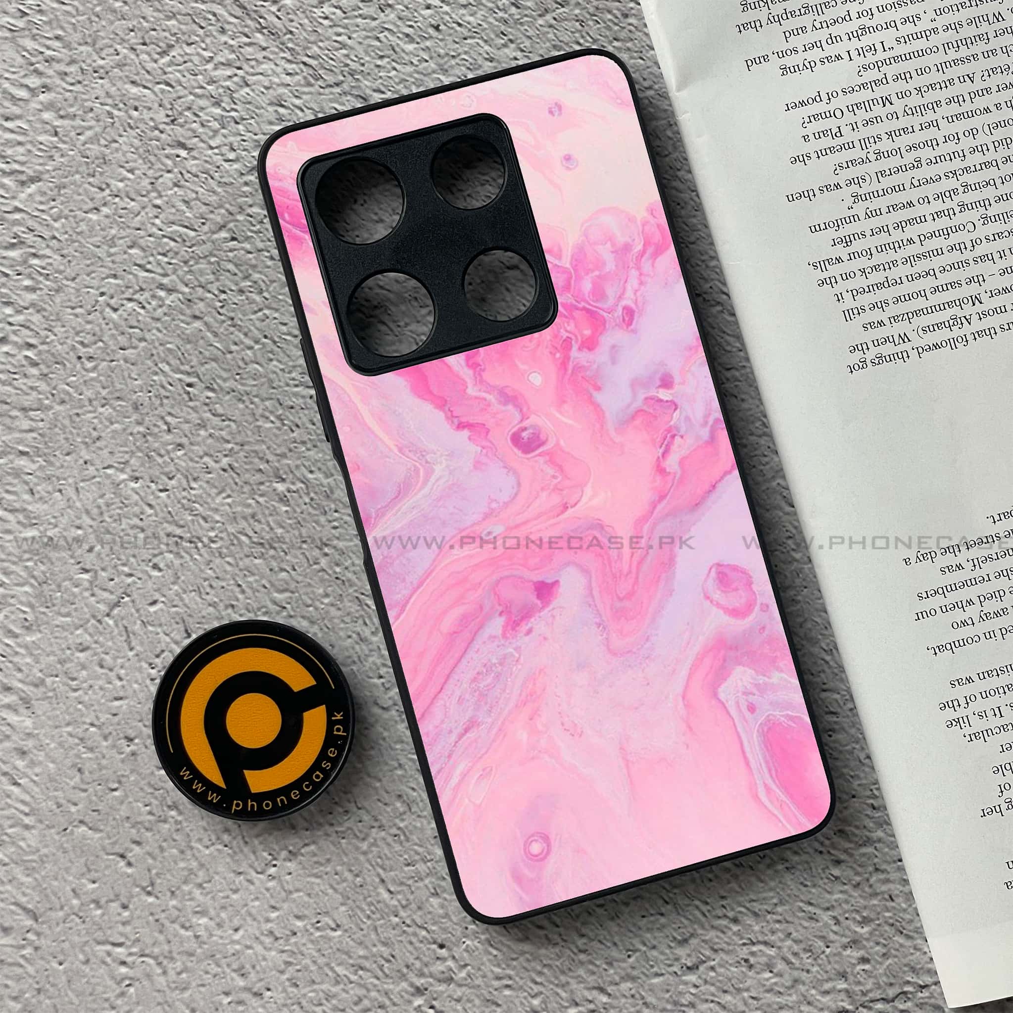 Infinix Note 30 Pro - Pink Marble Series - Premium Metal Printed soft Bumper shock Proof Case