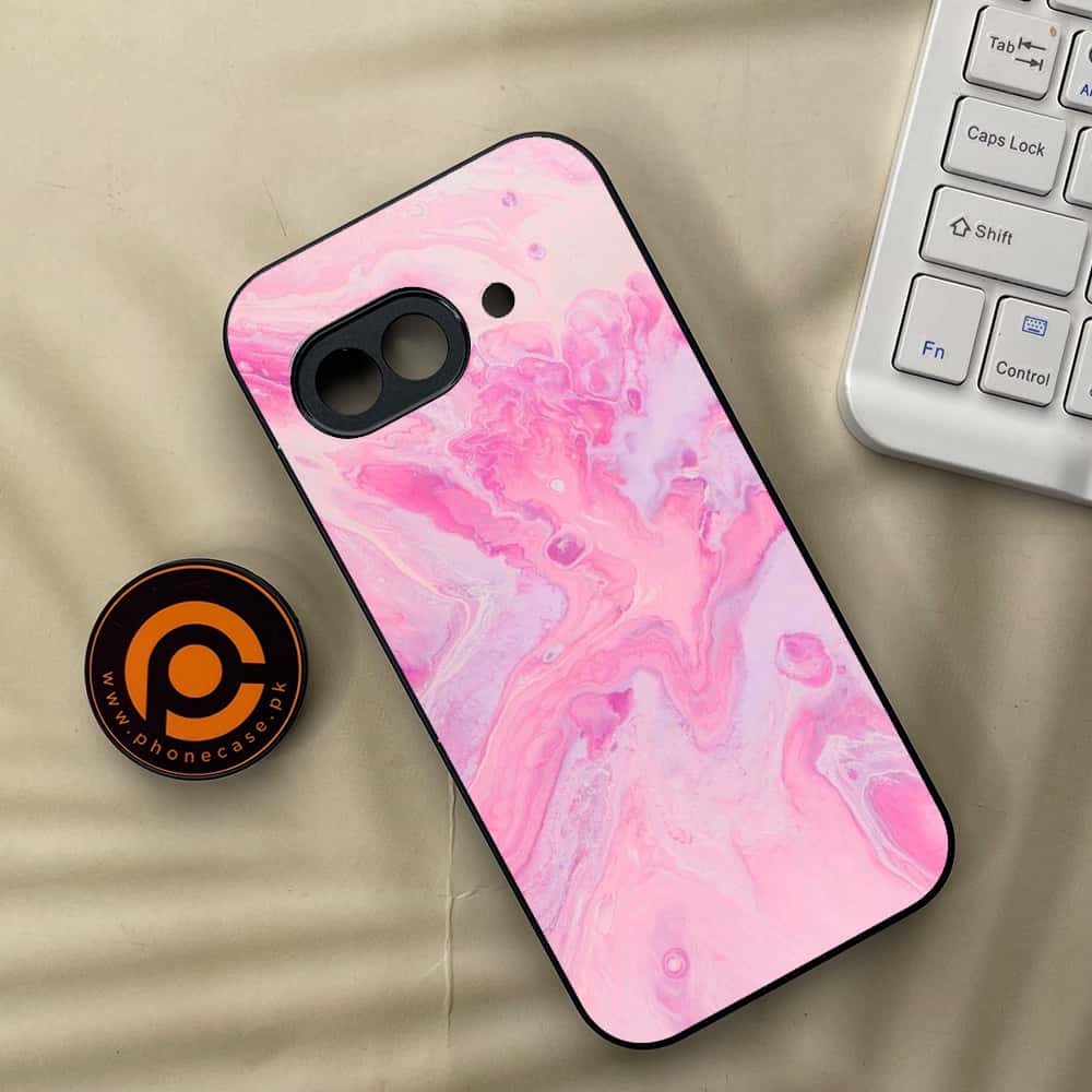Google Pixel 9a - Pink Marble Series - Premium Metal Printed soft Bumper Shock Proof Case