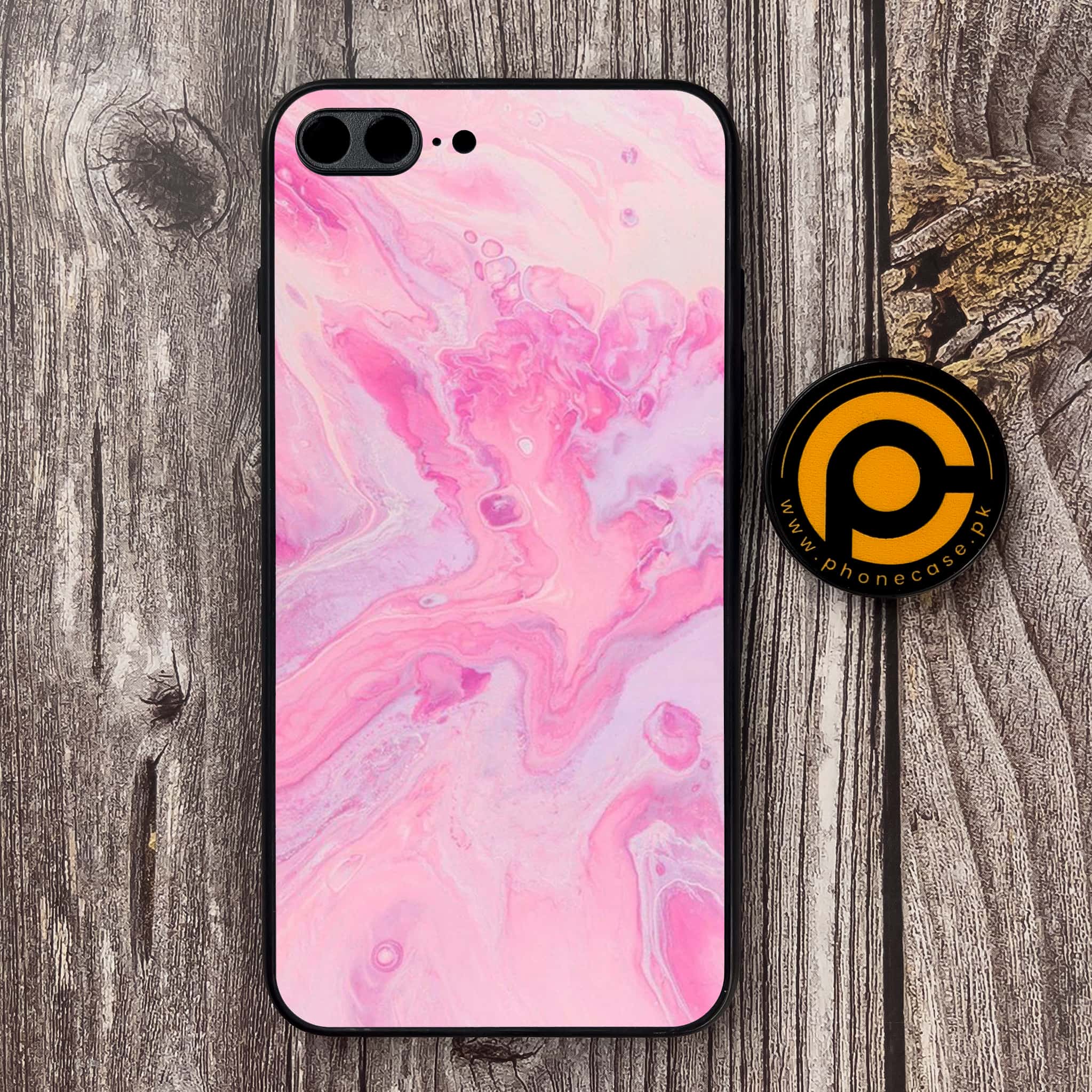 iPhone 7 Plus/ 8 Plus - Pink Marble Series - Premium Metal Printed soft Bumper shock Proof Case