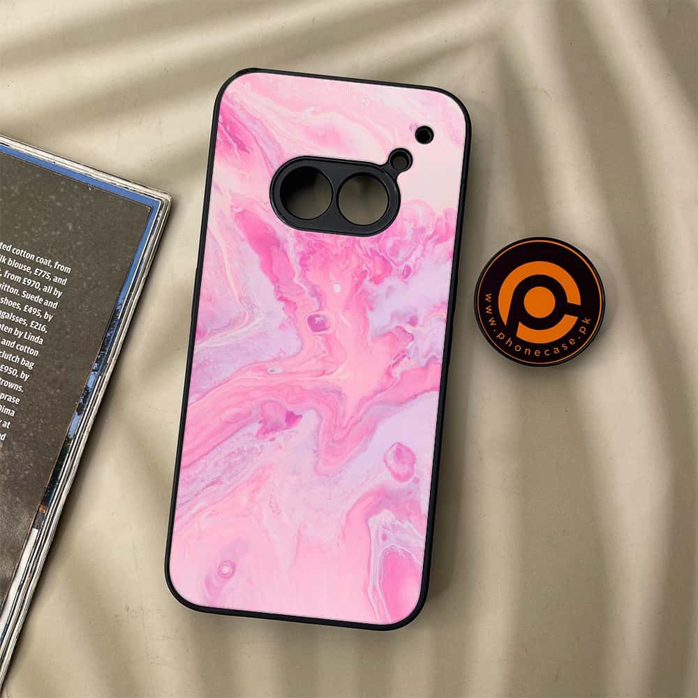 Nothing Phone (2a) - Pink Marble Series - Premium Metal Printed soft Bumper Shock Proof Case