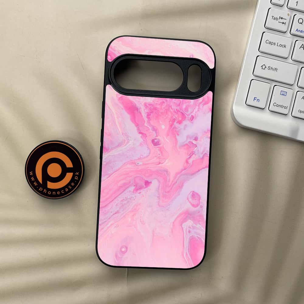 Google Pixel 10  - Pink Marble Series - Premium Metal Printed soft Bumper Shockof Case
